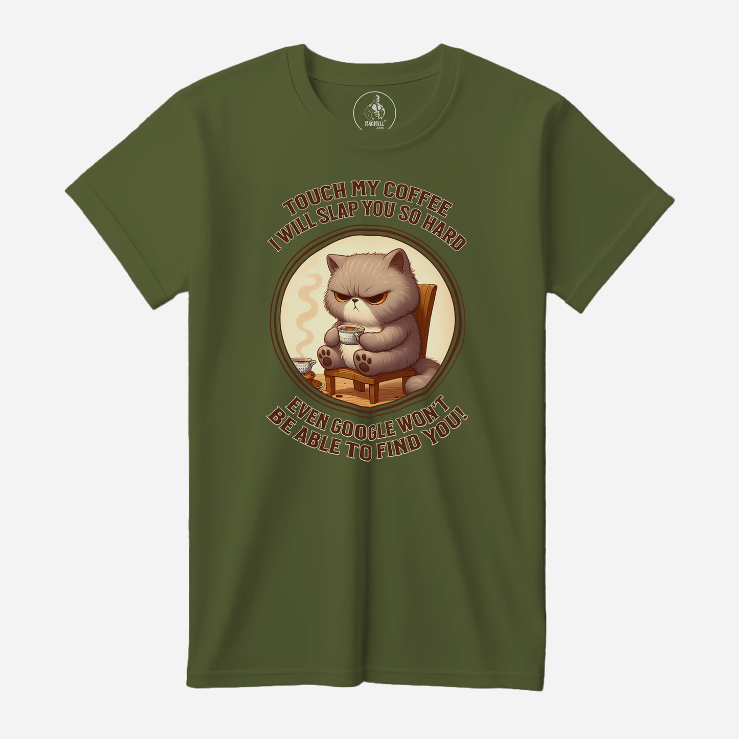 Coffee Cat Olive Bella+Canvas T-Shirt