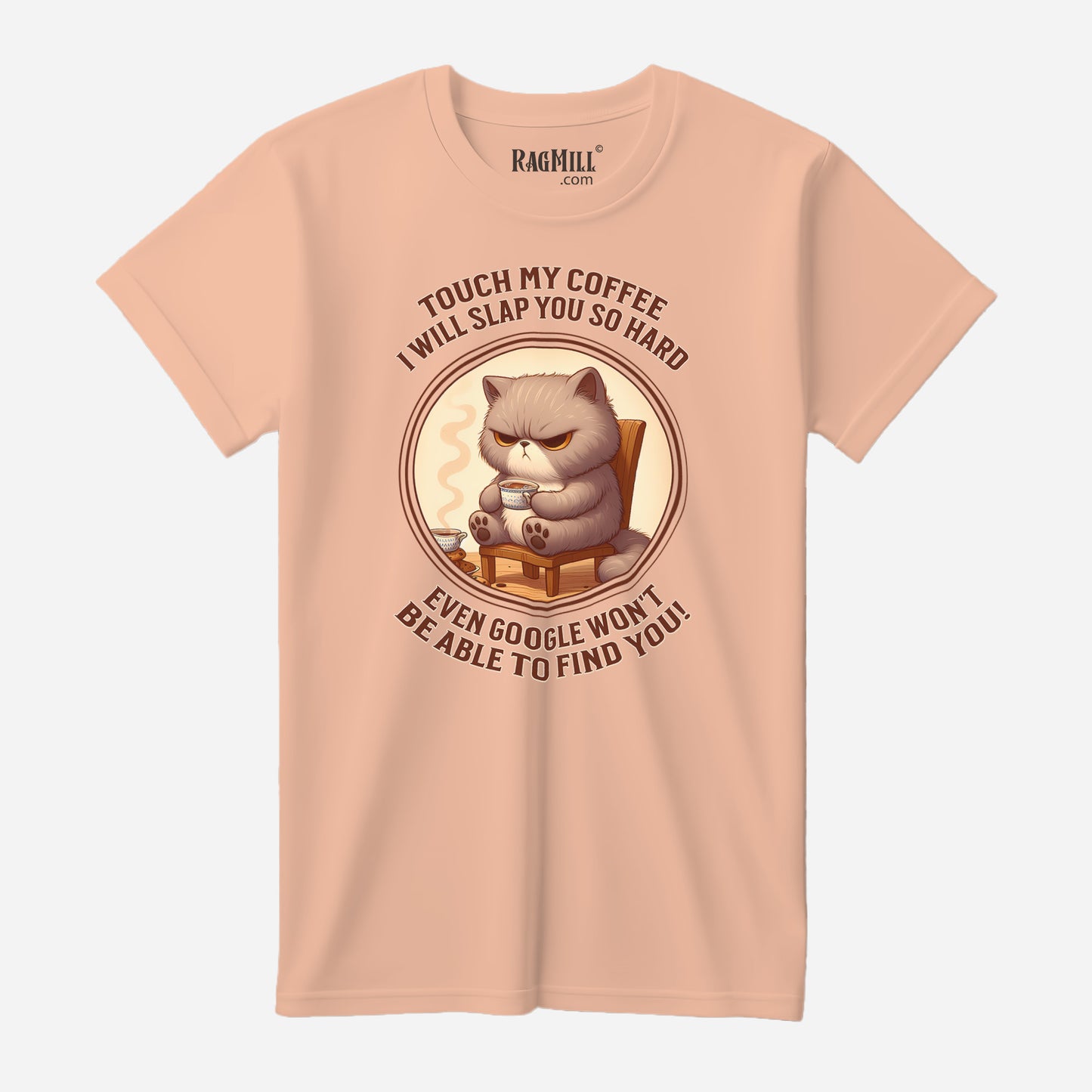 Coffee Cat Peach Bella+Canvas T-Shirt