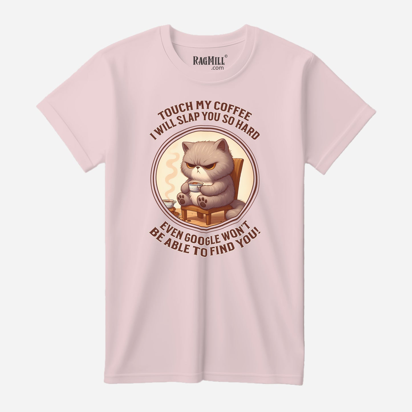 Coffee Cat Soft Pink Bella+Canvas T-Shirt