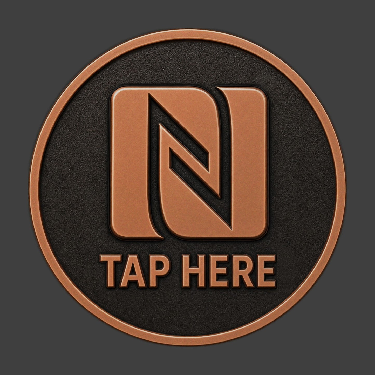 A copper TapCoin with an NFC logo