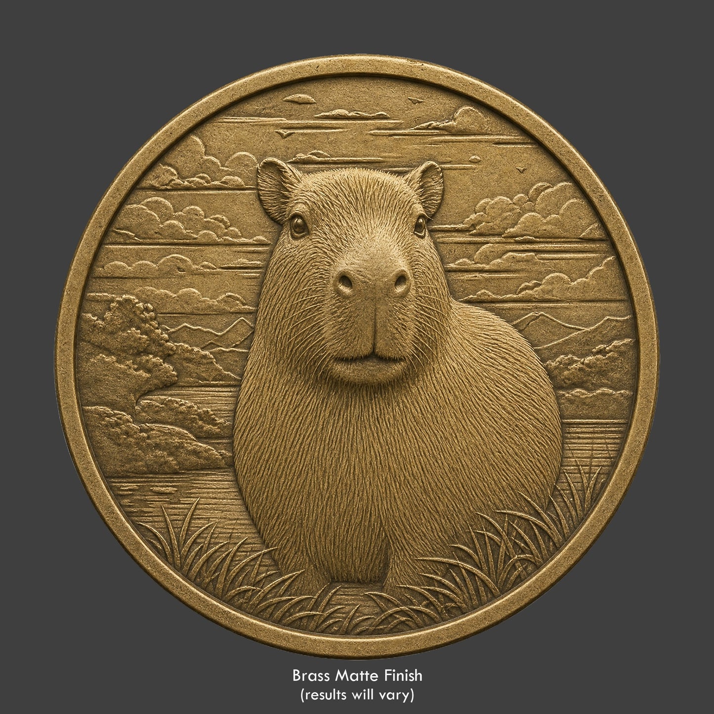 A capybara on a brass coin