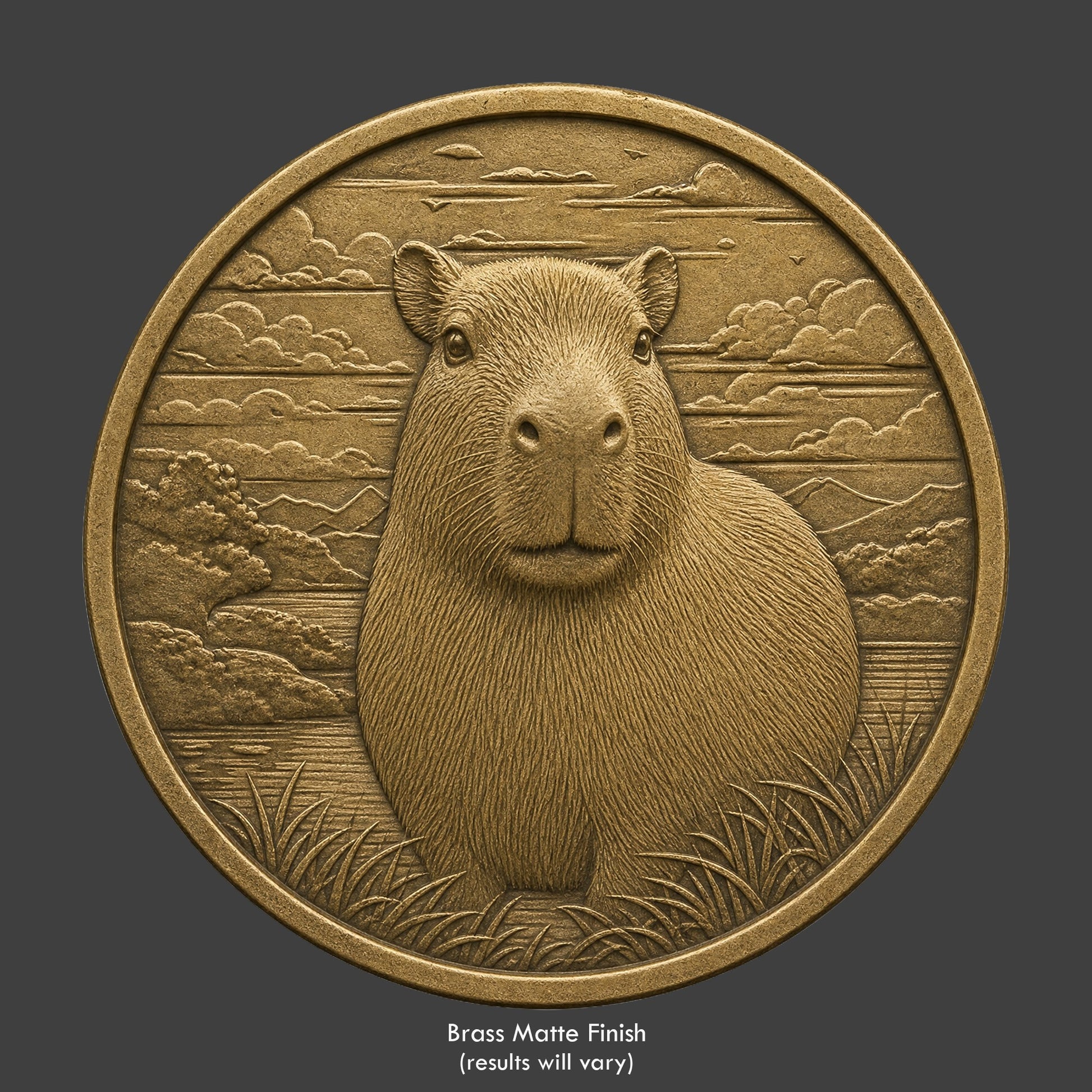 A capybara on a brass coin