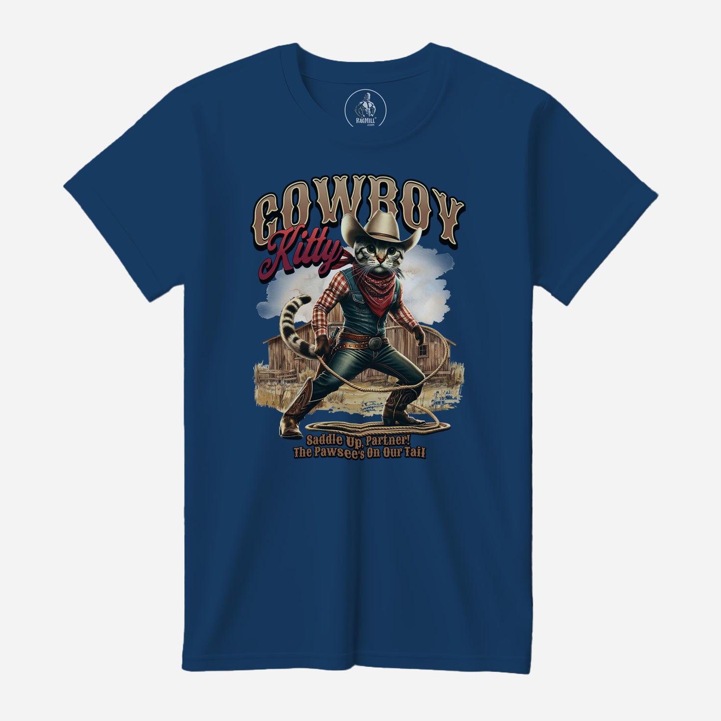 Cowboy Kitty Cool Blue Bella+Canvas T-Shirt