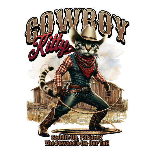 Cowboy Kitty DTF Design