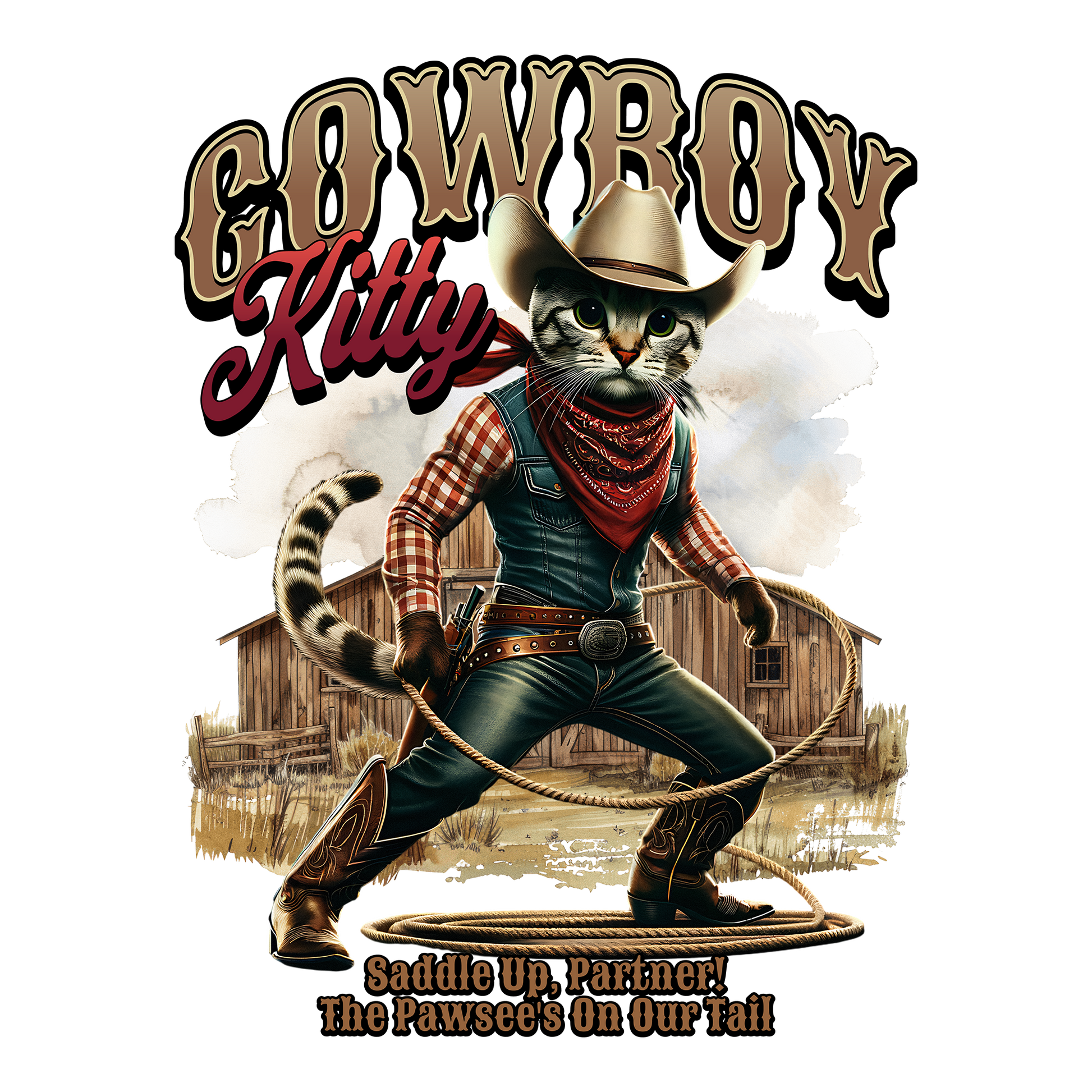 Cowboy Kitty DTF Design