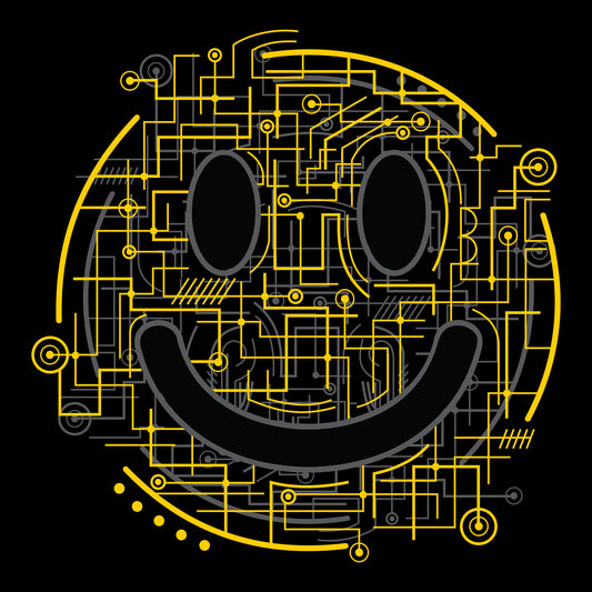 Electronic Happy Face DTF Design