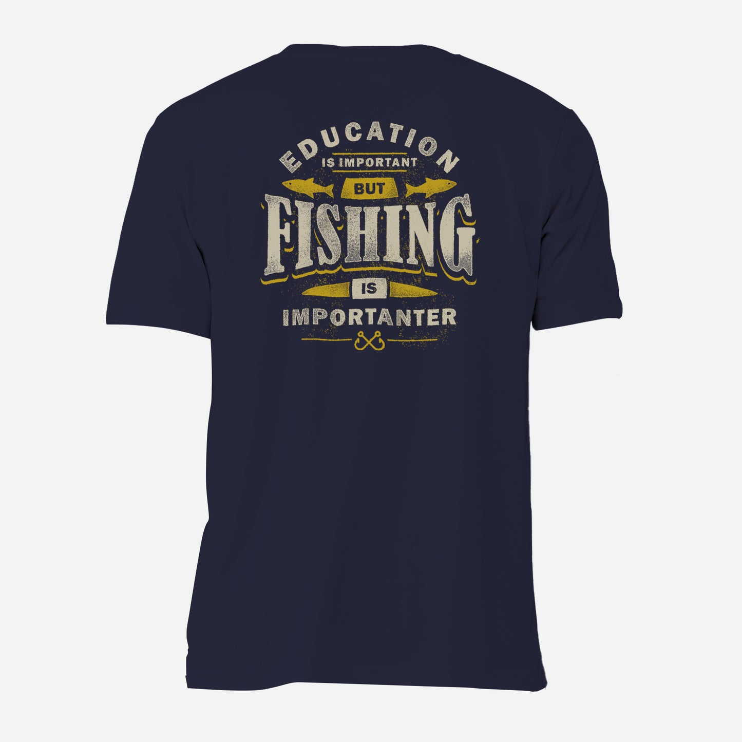 Fishing Education True Navy Port & Company T-Shirt (Back)