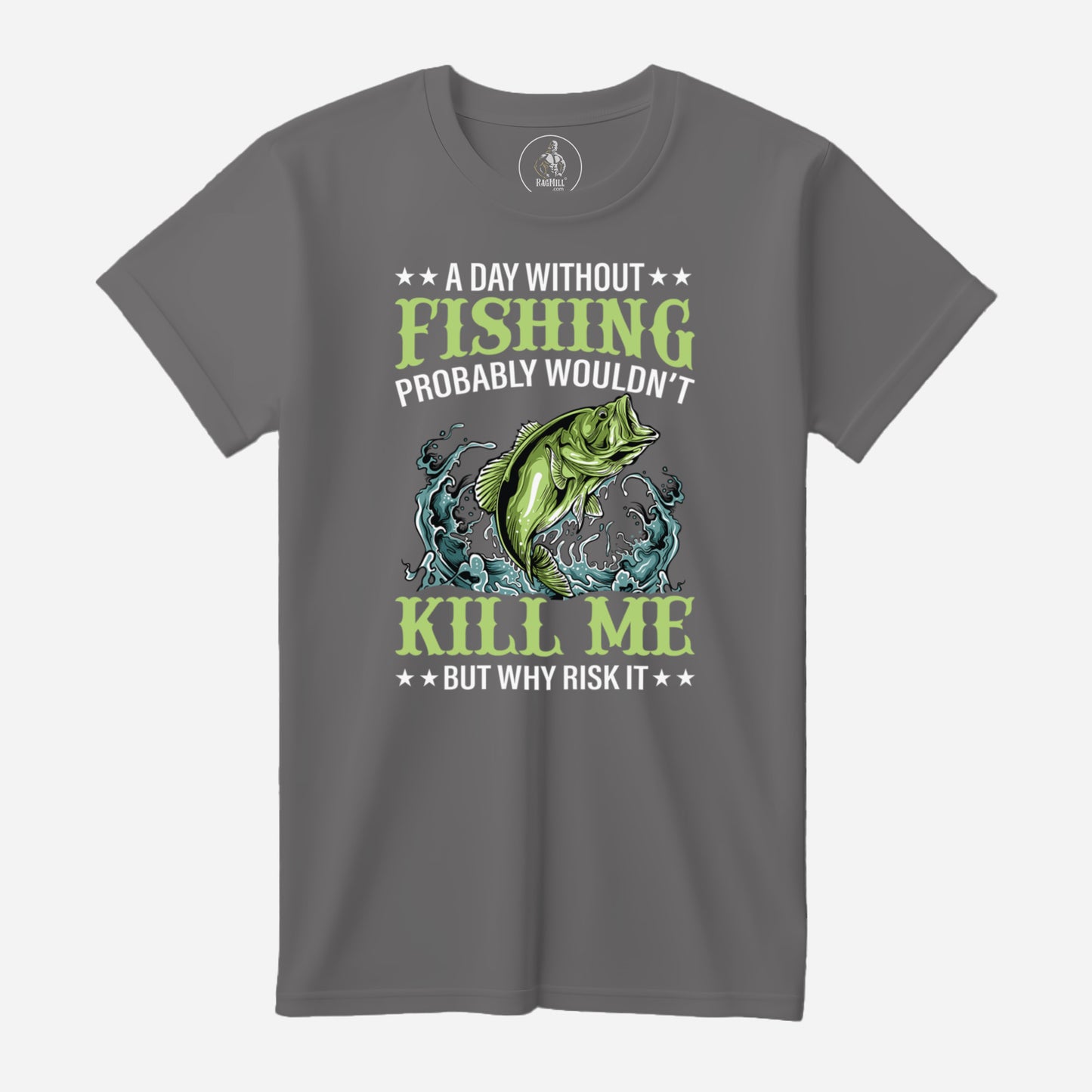 Fishing Medium Grey Port & Company T-Shirt