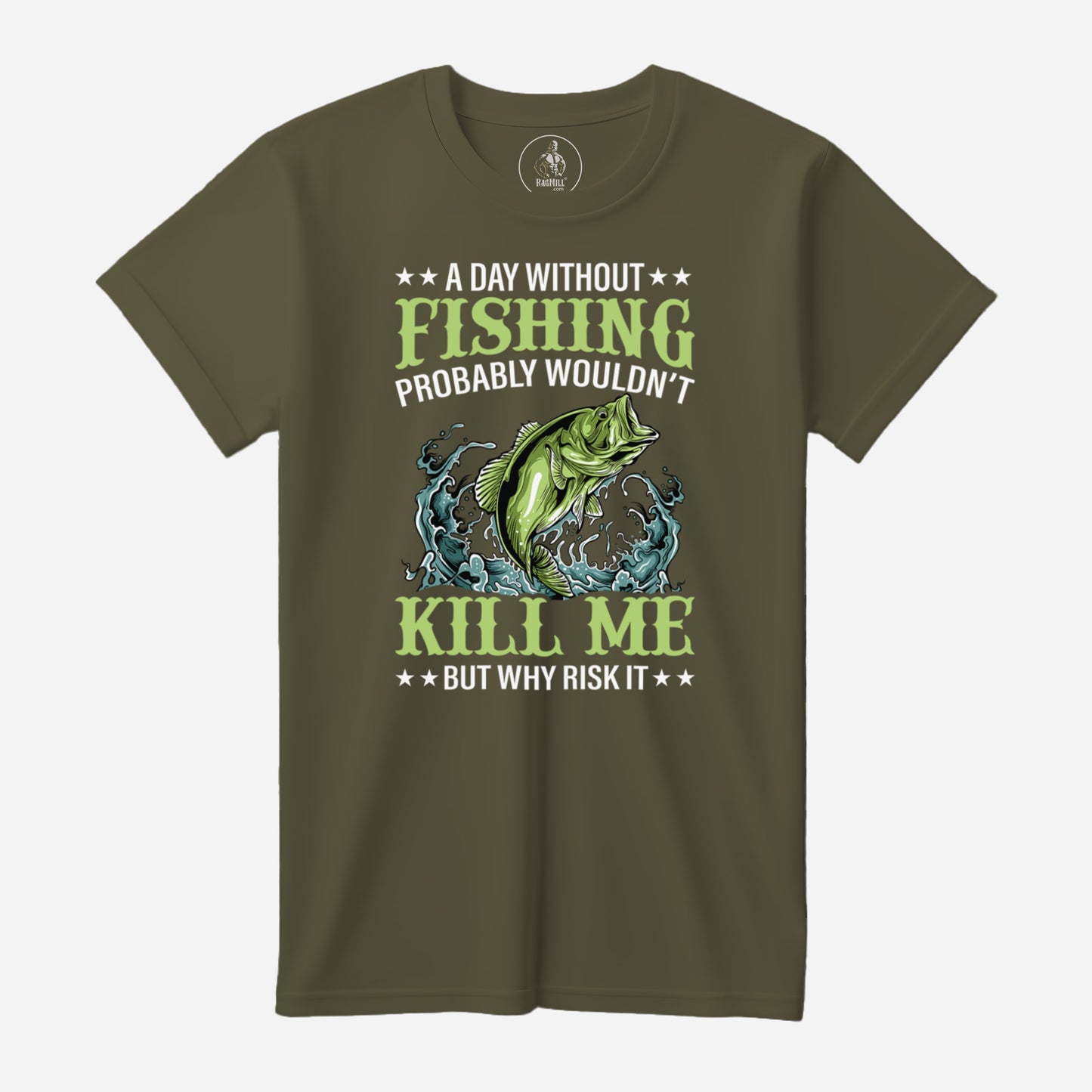 Fishing Olive Drab Port & Company T-Shirt