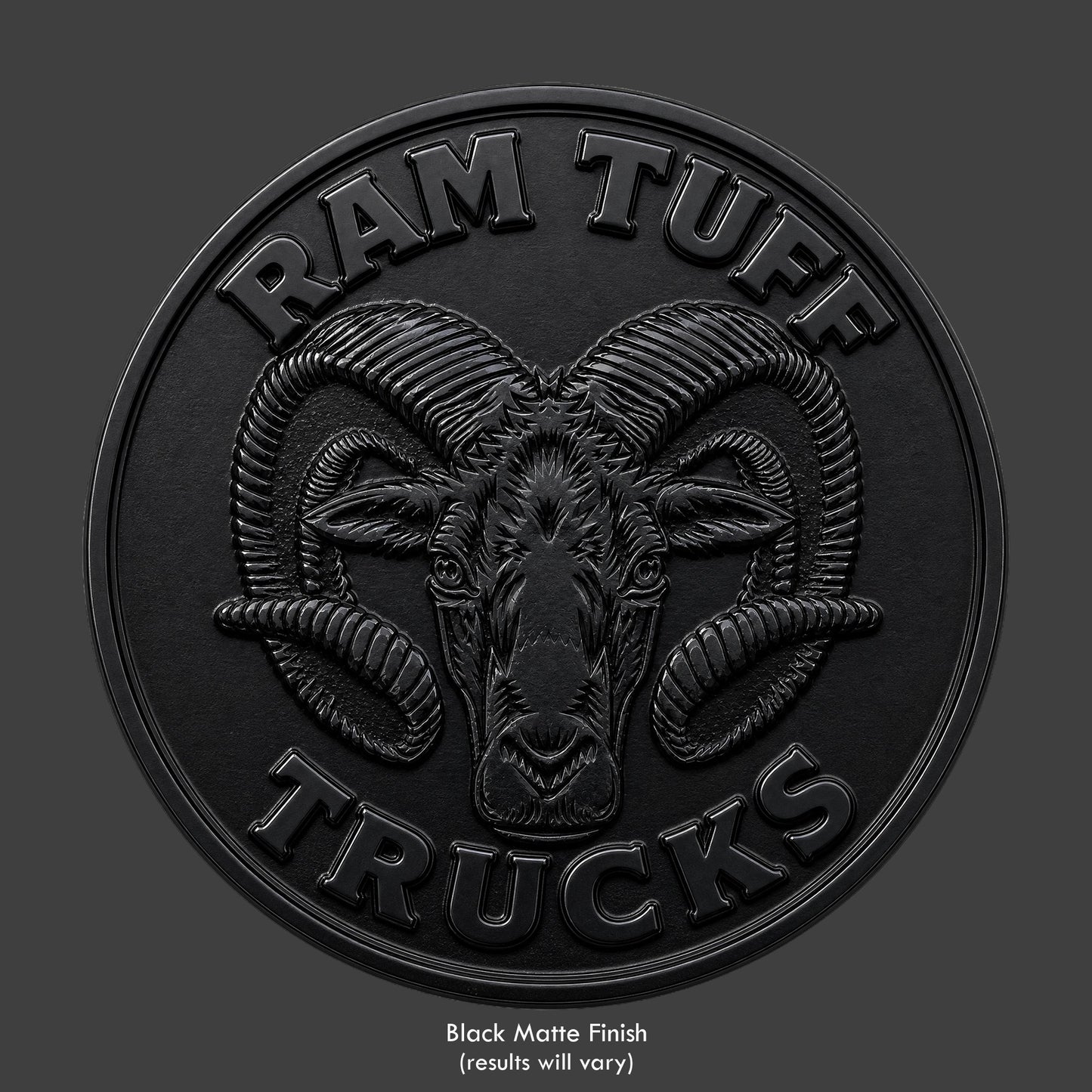 A ram on a distressed black coin