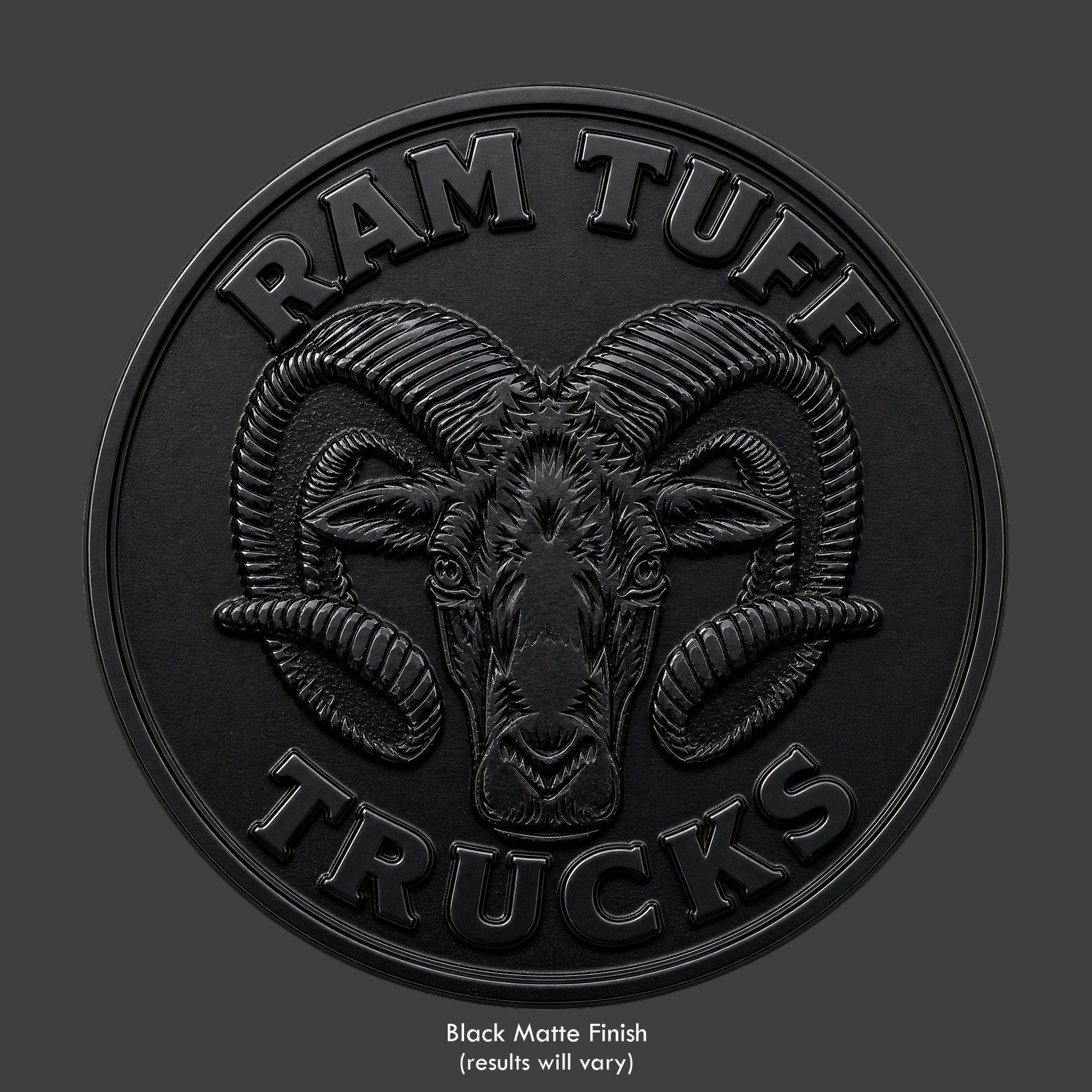 A ram on a distressed black coin