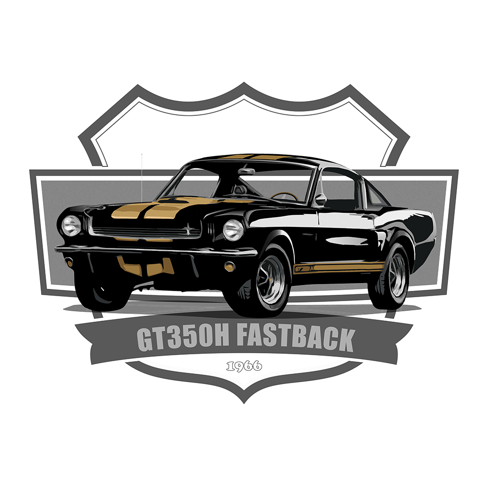 66 Black Ford GT350H Mustang Detroit DTF Tee