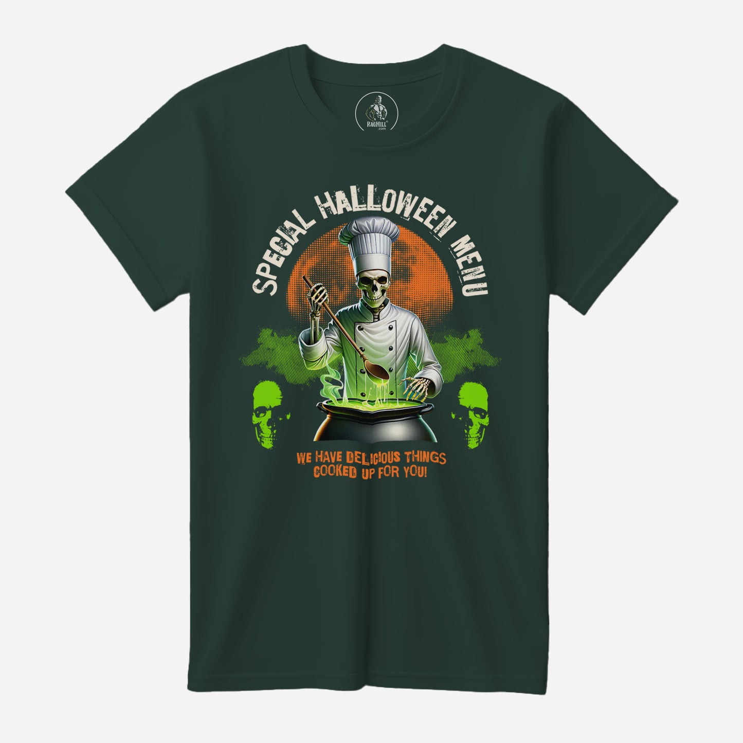 Halloween Menu Dark Green Port & Company T-Shirt