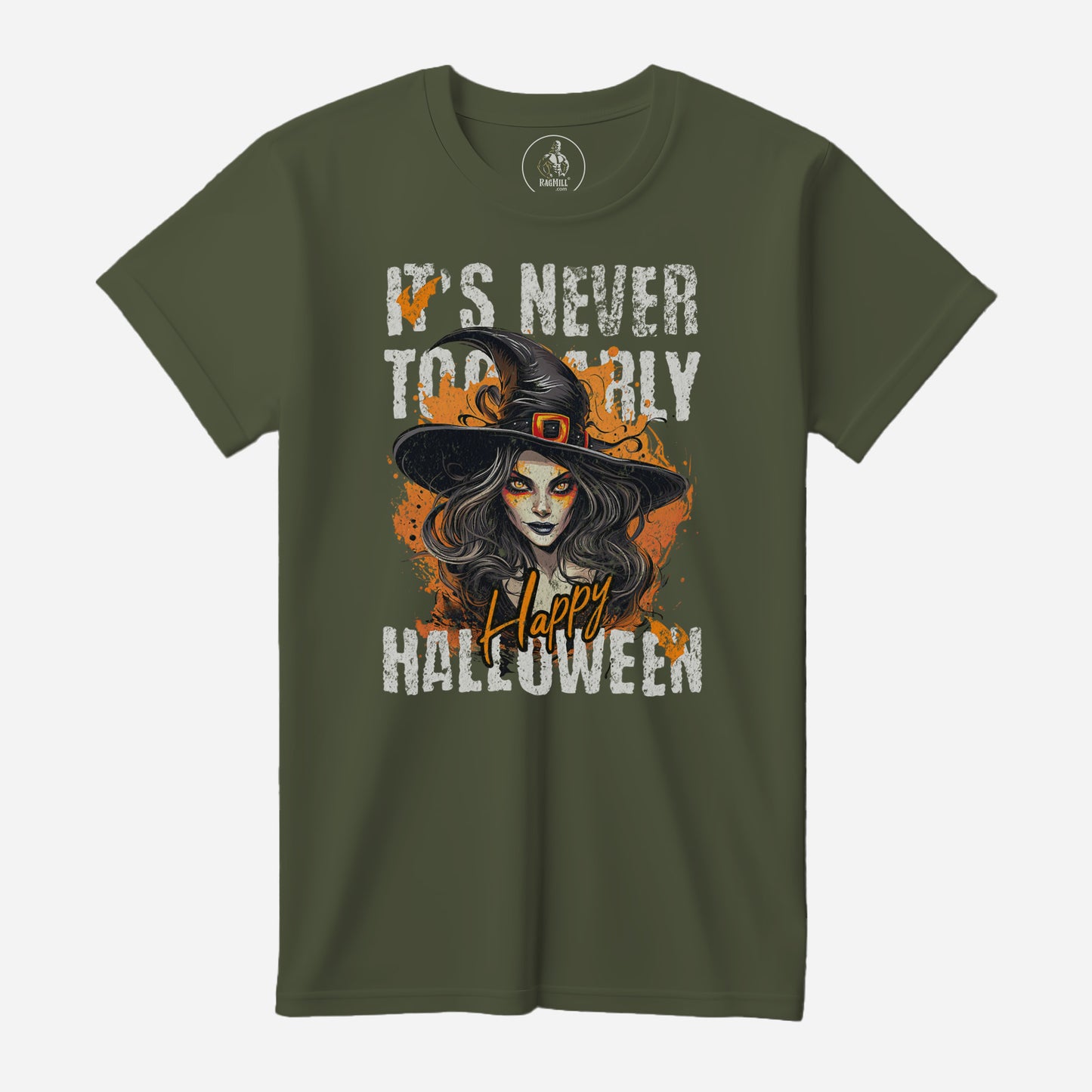 Happy Halloween Military Green Bella+Canvas T-Shirt