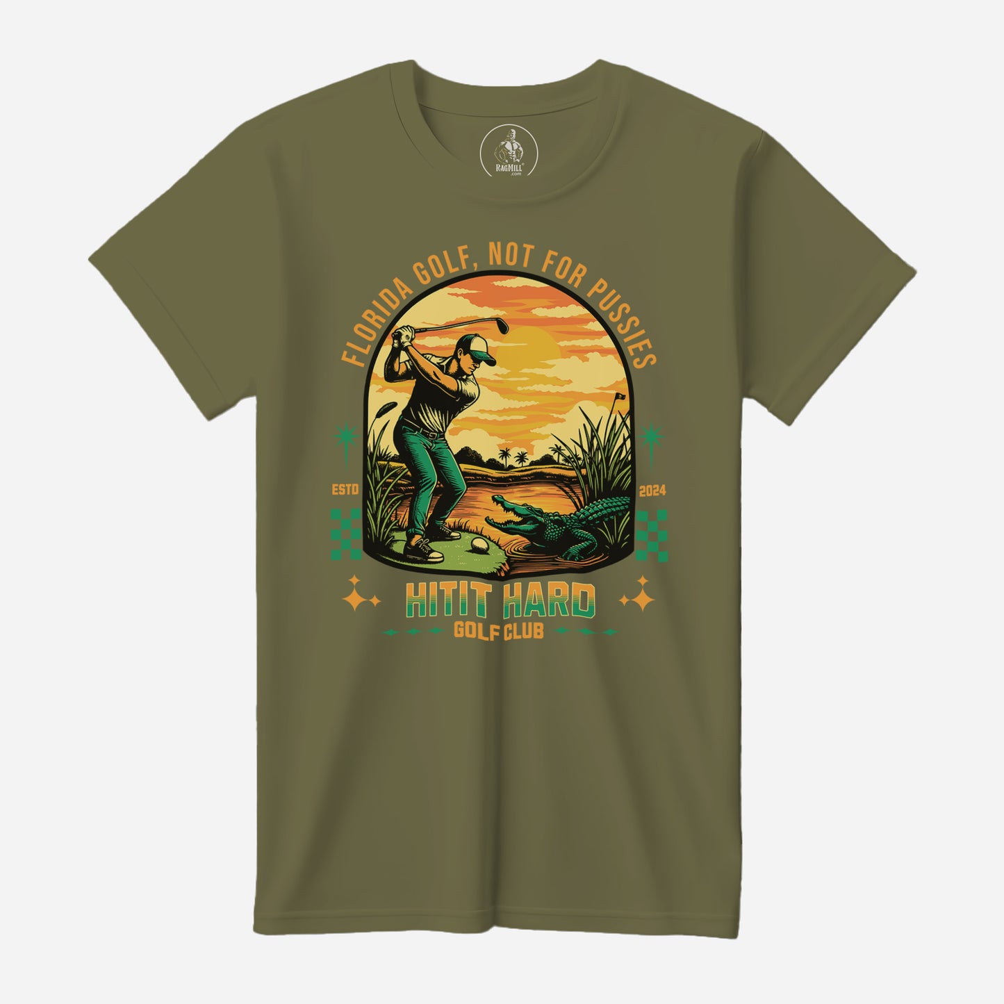 Hitt Hard Golf Club Military Green Next Level T-Shirt