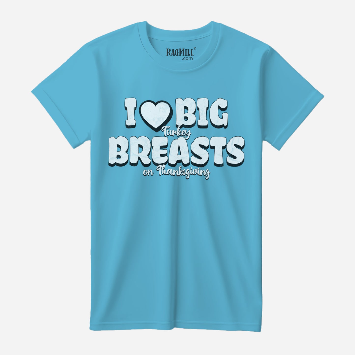 I Love Turkey Breasts Ocean Blue Bella+Canvas T-Shirt