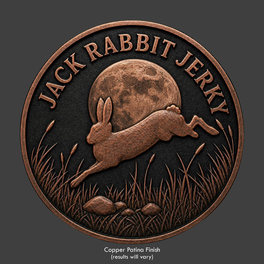 A jack rabbit running on a moonlit night on a coin
