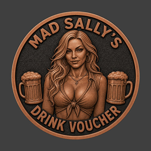 A drink voucher copper patina coin