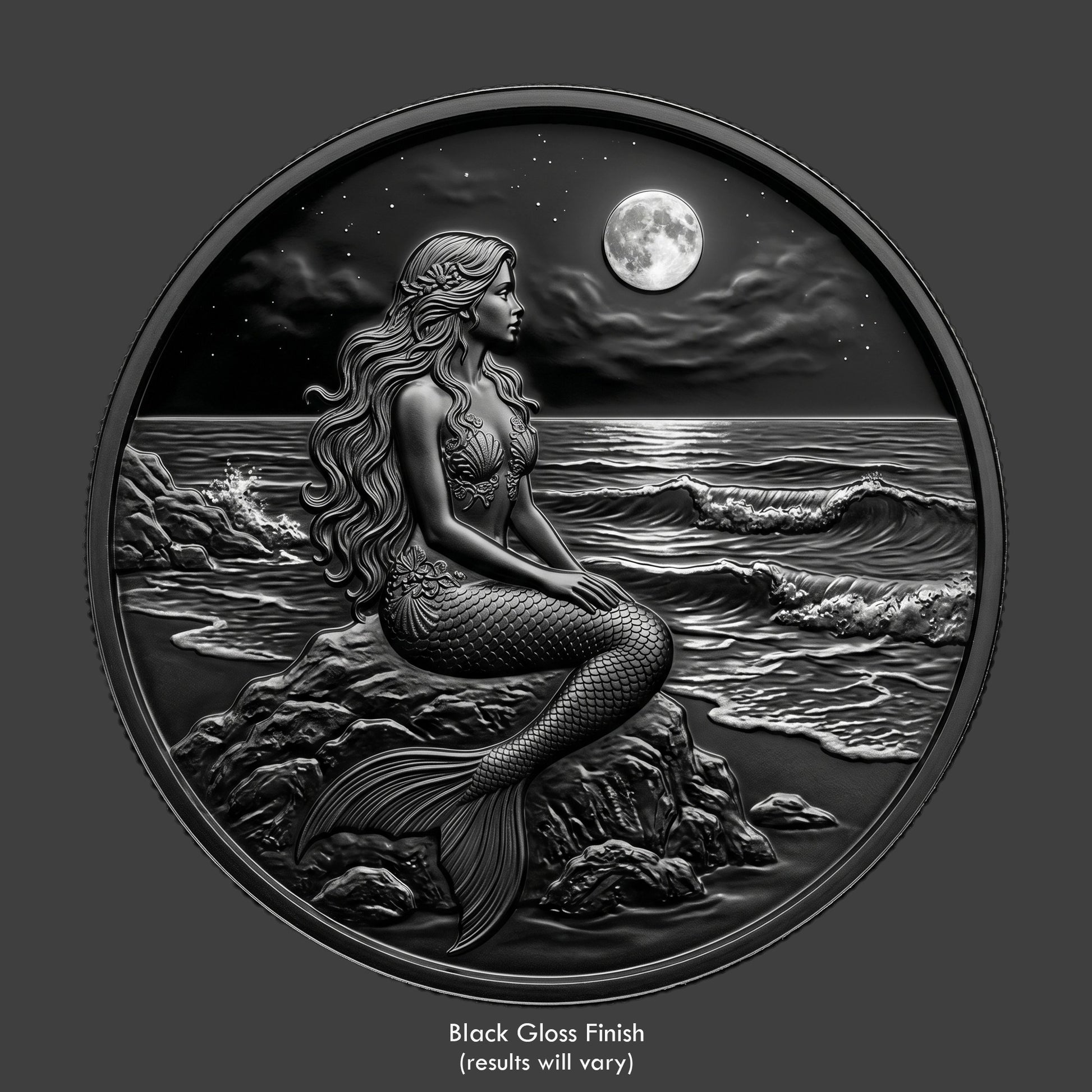 A mermaid sitting at the beach watching the waves roll in
