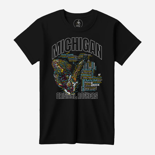 Michigan Rocks Black Next Level T-Shirt