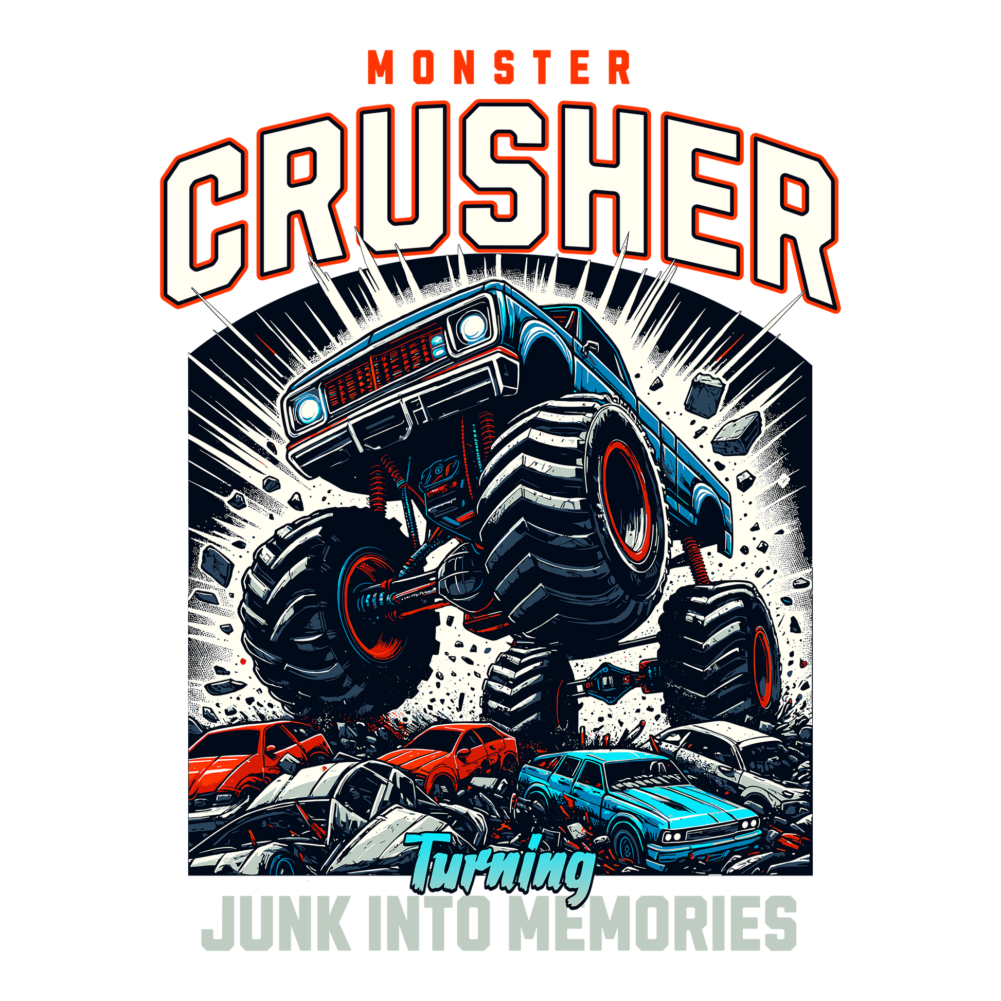 Monster Truck Crusher DTF Design