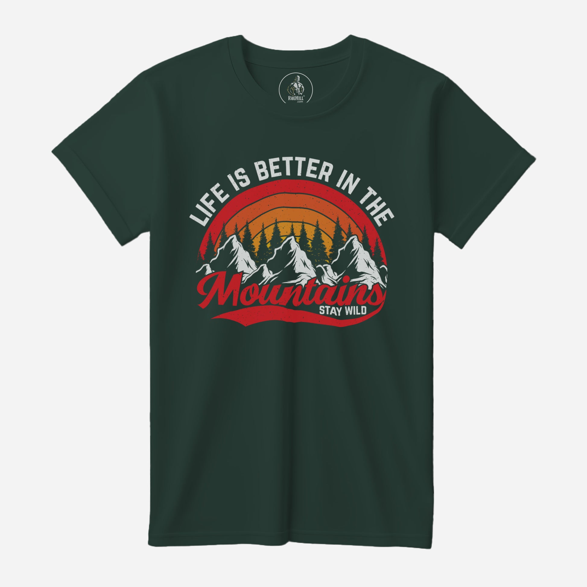 Mountains Dark Green Port & Company T-Shirt