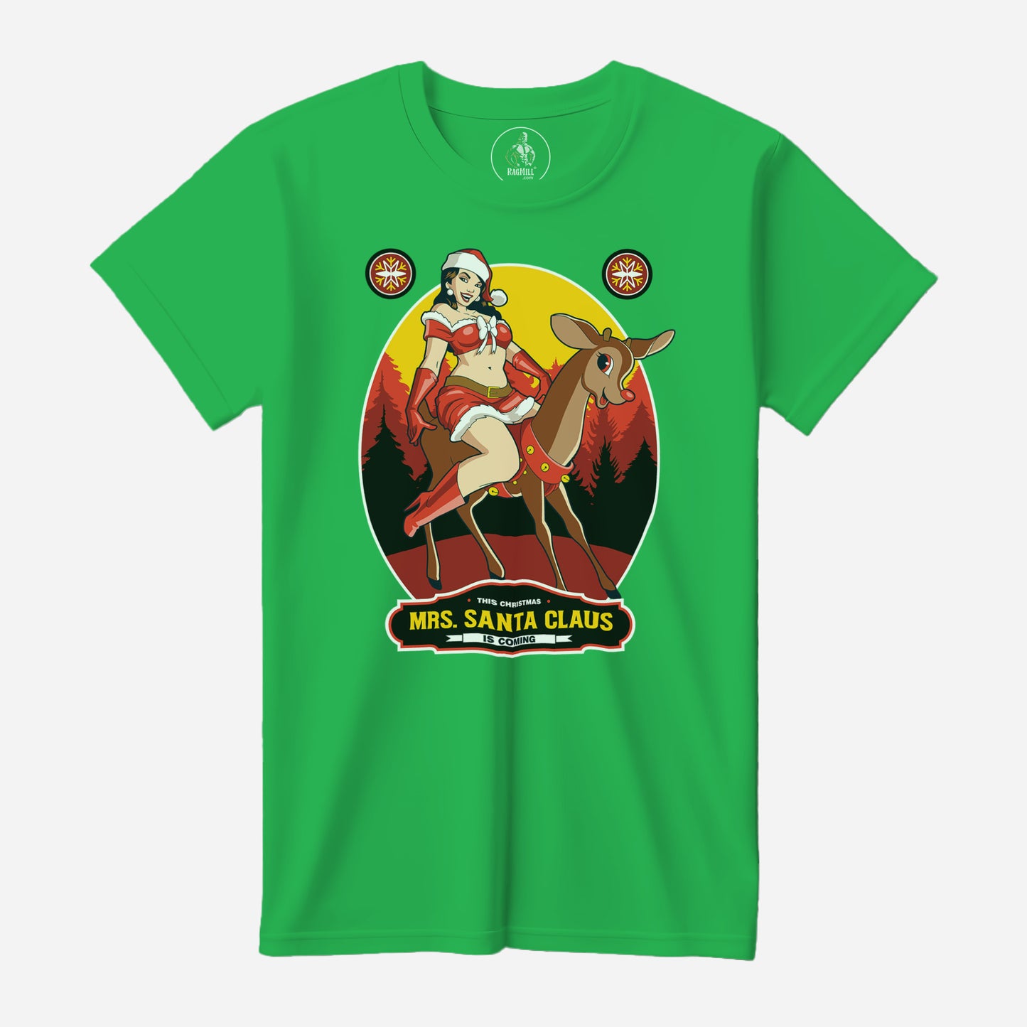 Mrs. Santa Claus Kelly Green Next Level T-Shirt