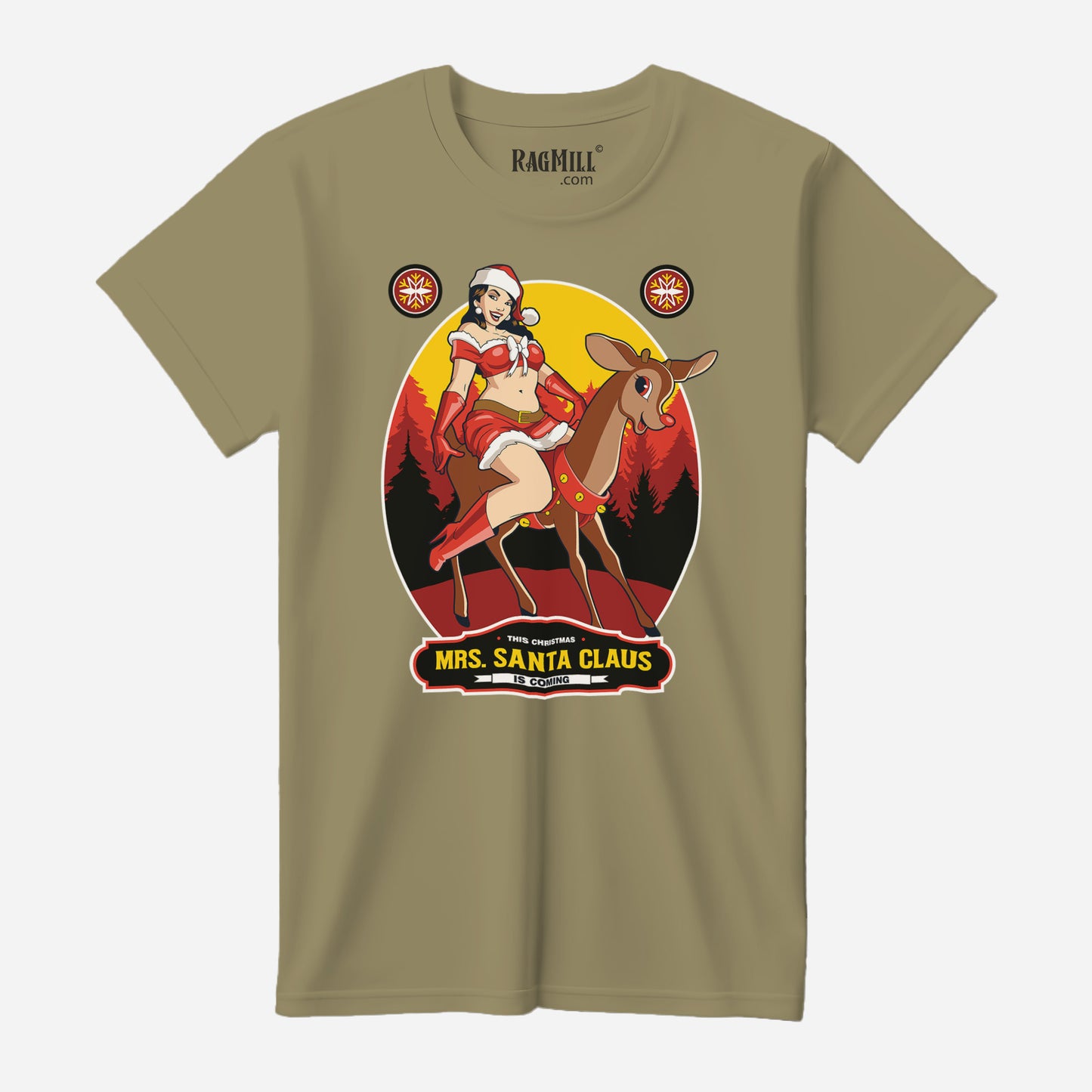 Mrs. Santa Claus Light Olive Next Level T-Shirt