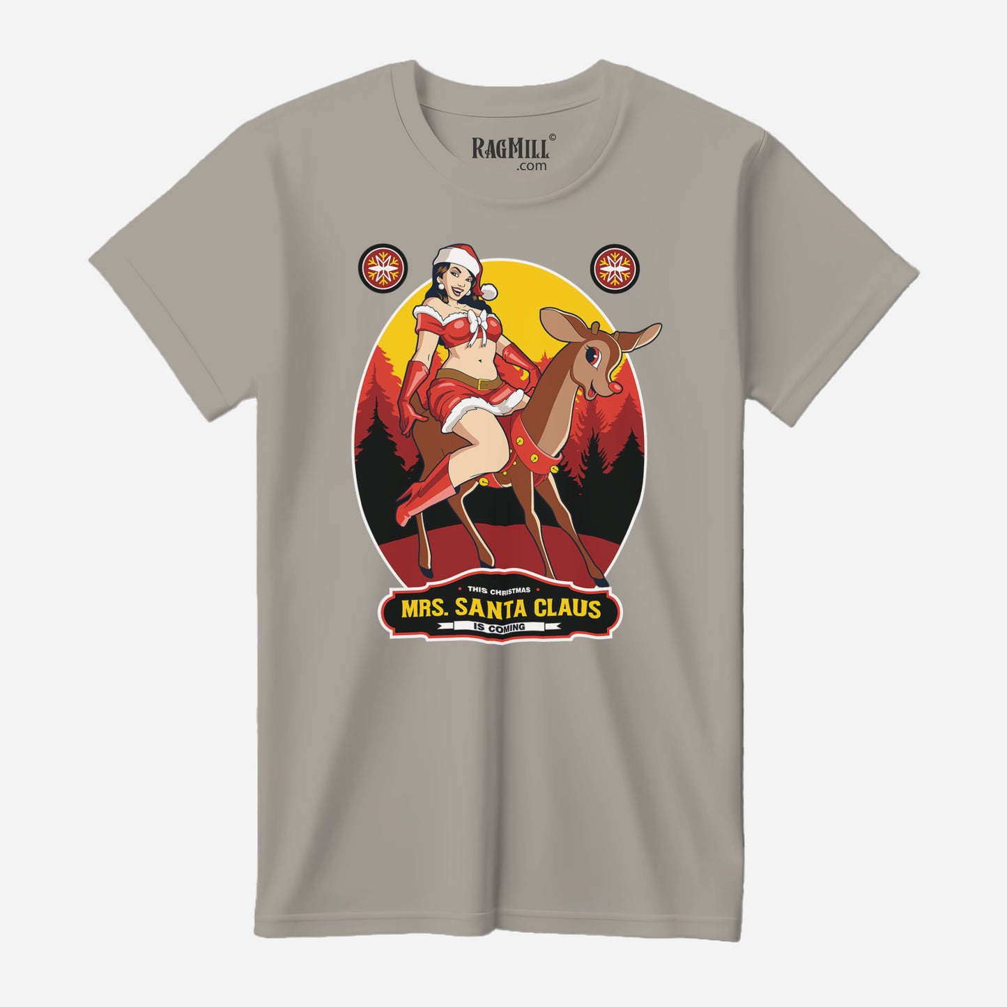 Mrs. Santa Claus Stone Gray Next Level T-Shirt