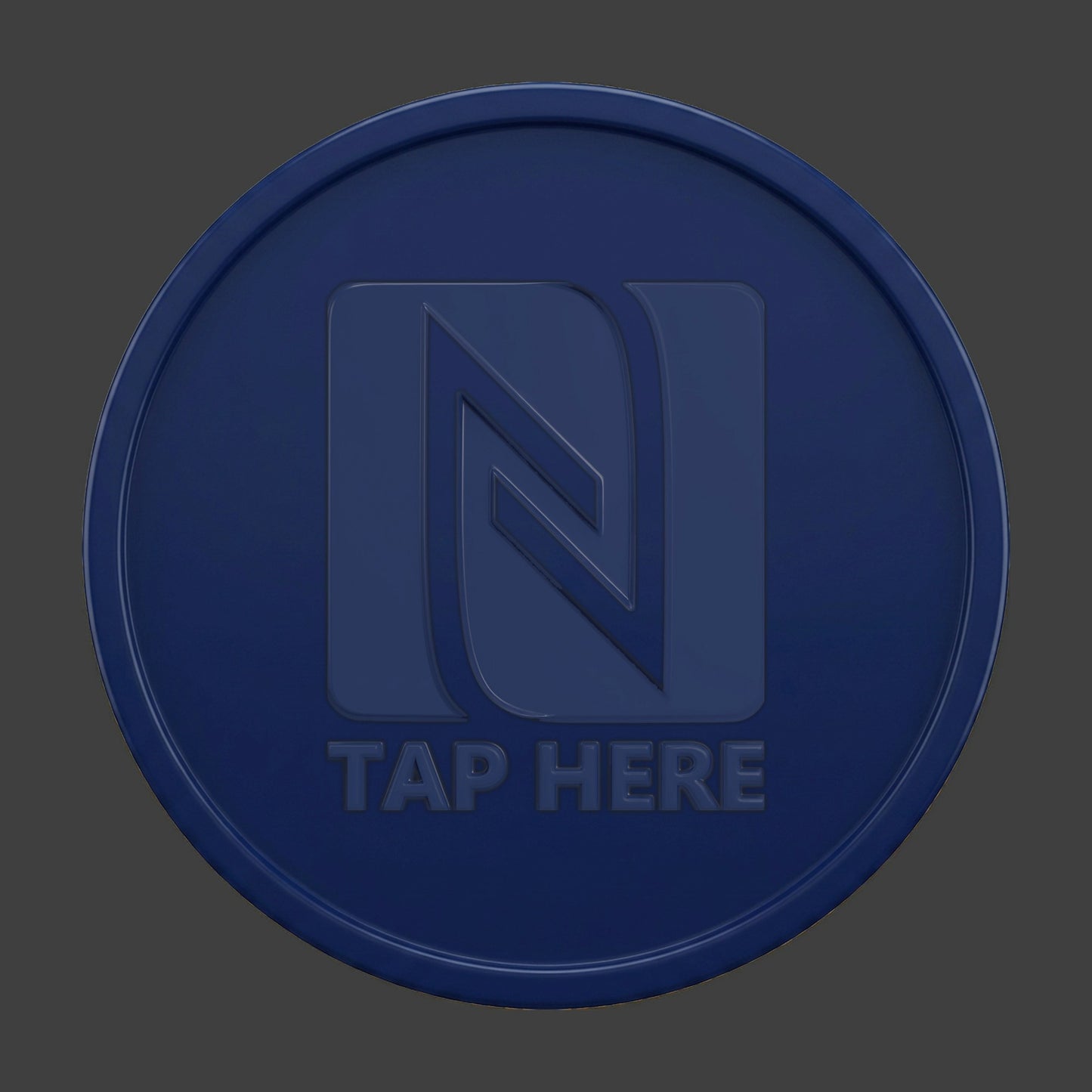 A navy blue smooth edge NFC coin