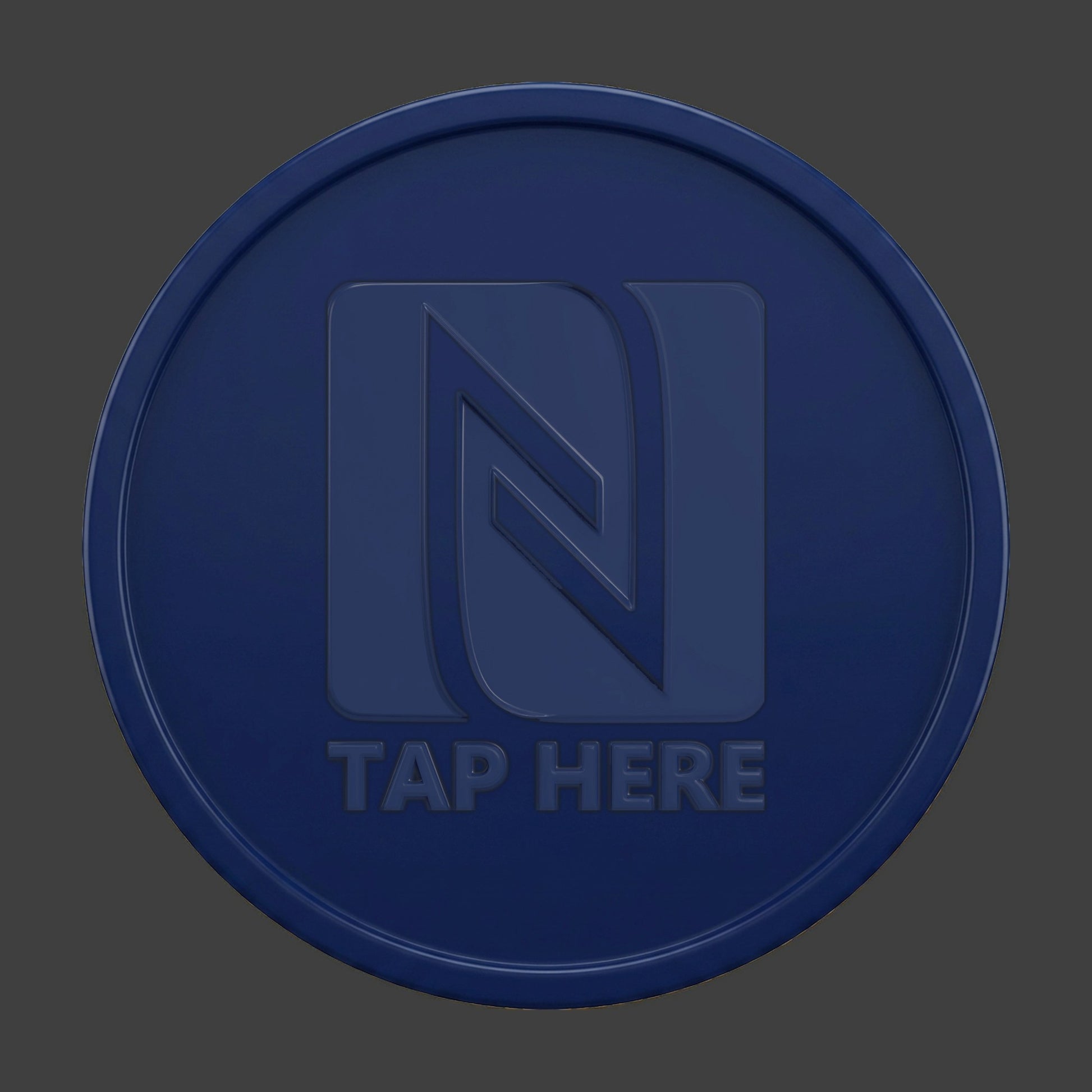 A navy blue smooth edge NFC coin