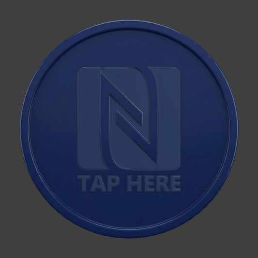 A navy blue smooth edge NFC coin
