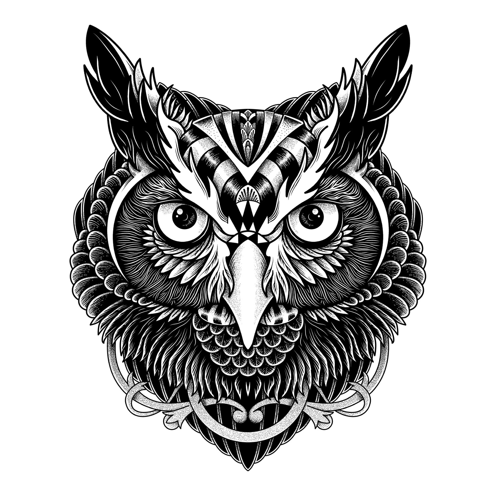 Owl Ornate DTF Transfer