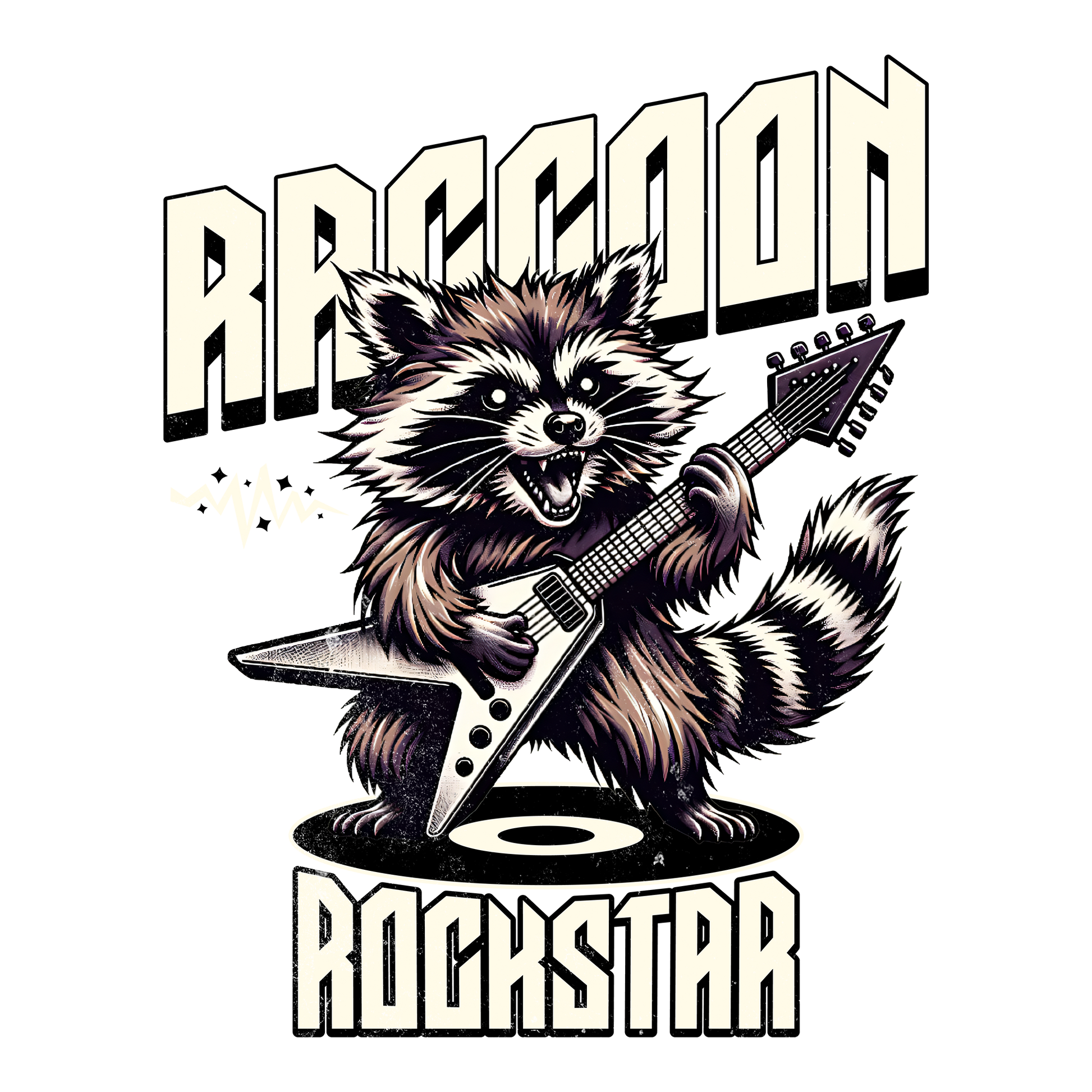 Raccoon Rockstar DTF Design