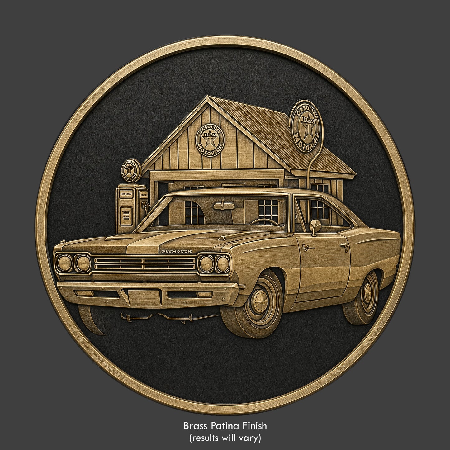 A pewter finished, resin sculpted coin of a Road Runner