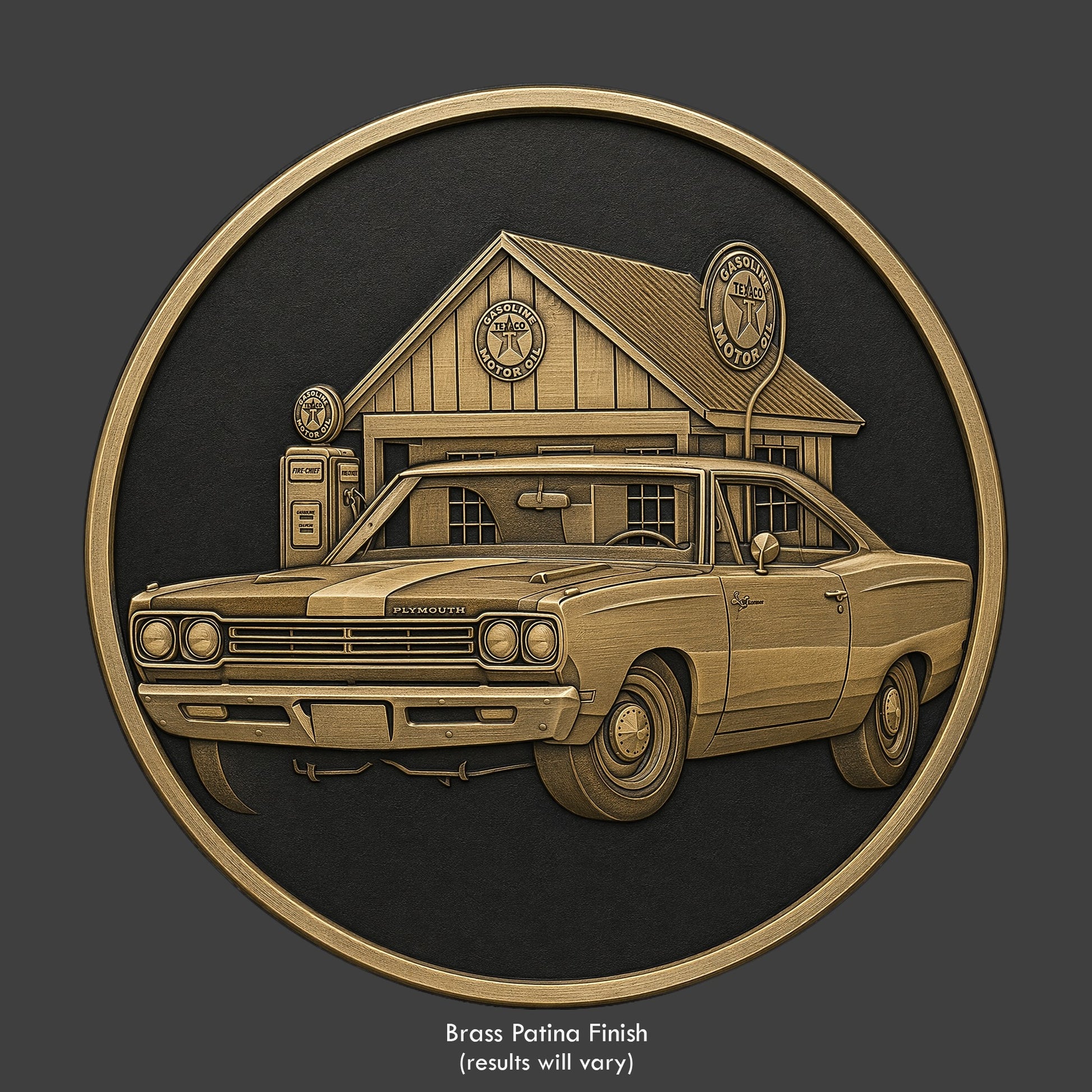 A pewter finished, resin sculpted coin of a Road Runner