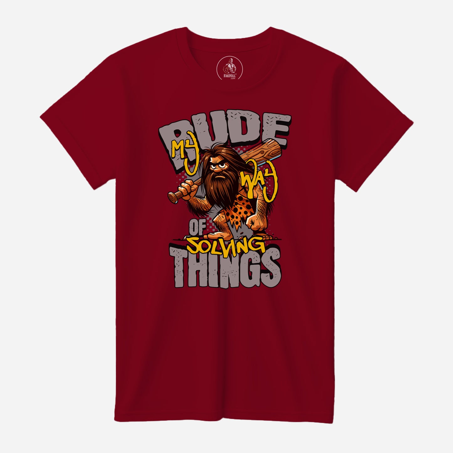 Rude Caveman Canvas Red Bella+Canvas T-Shirt