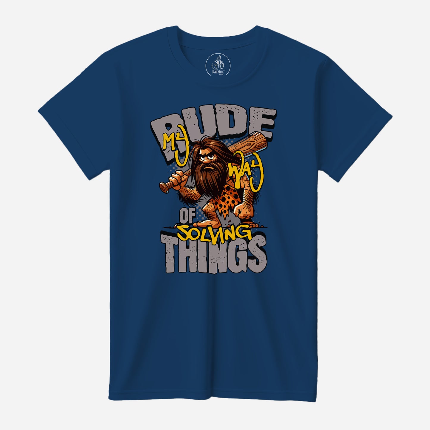 Rude Caveman Cool Blue Bella+Canvas T-Shirt