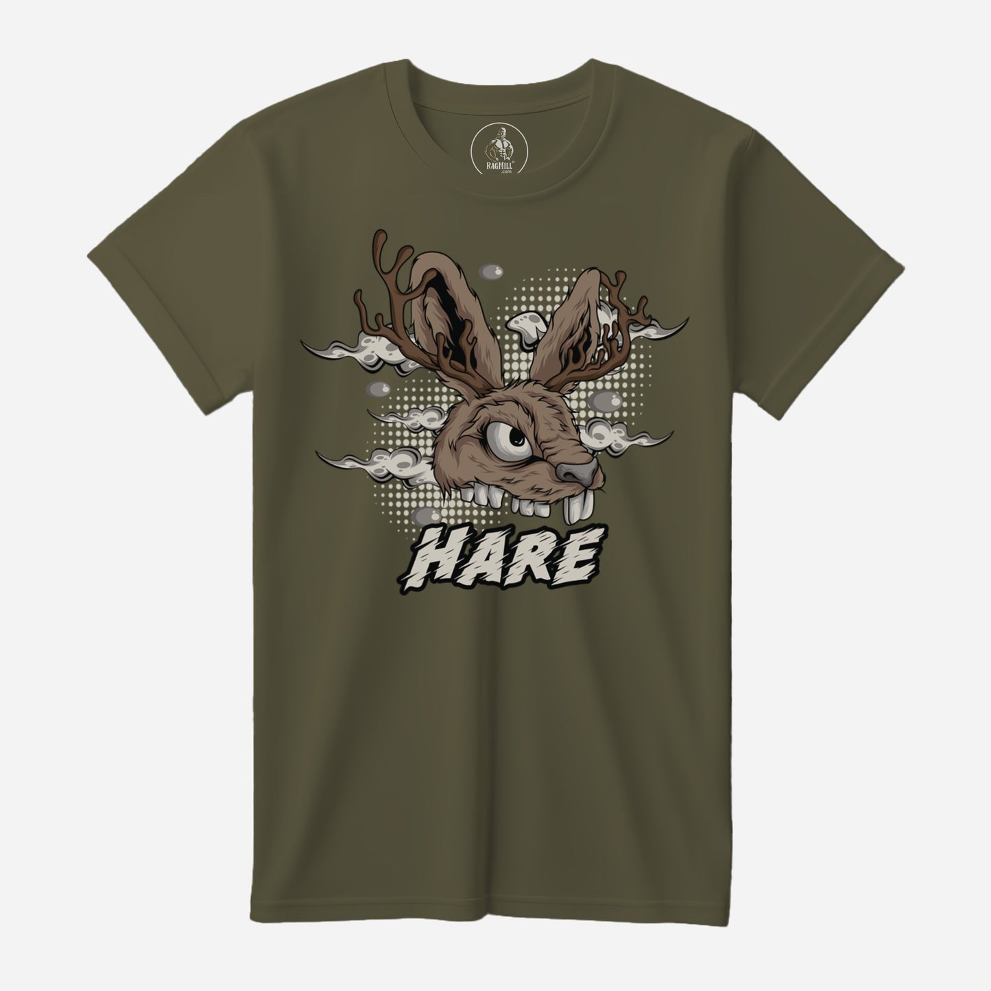 Scary Hare Olive Drab Port & Company T-Shirt