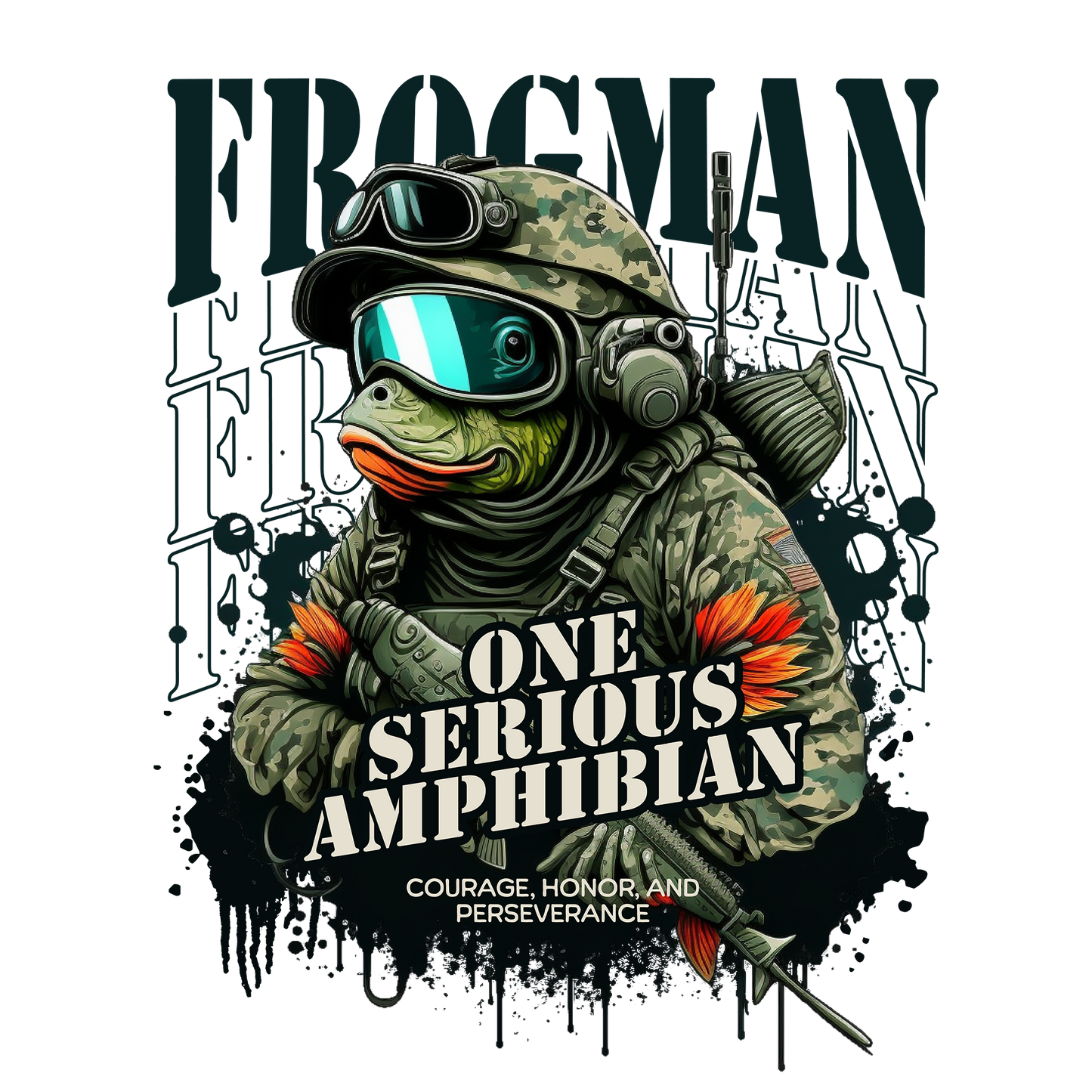 Serious Frogman DTF Design