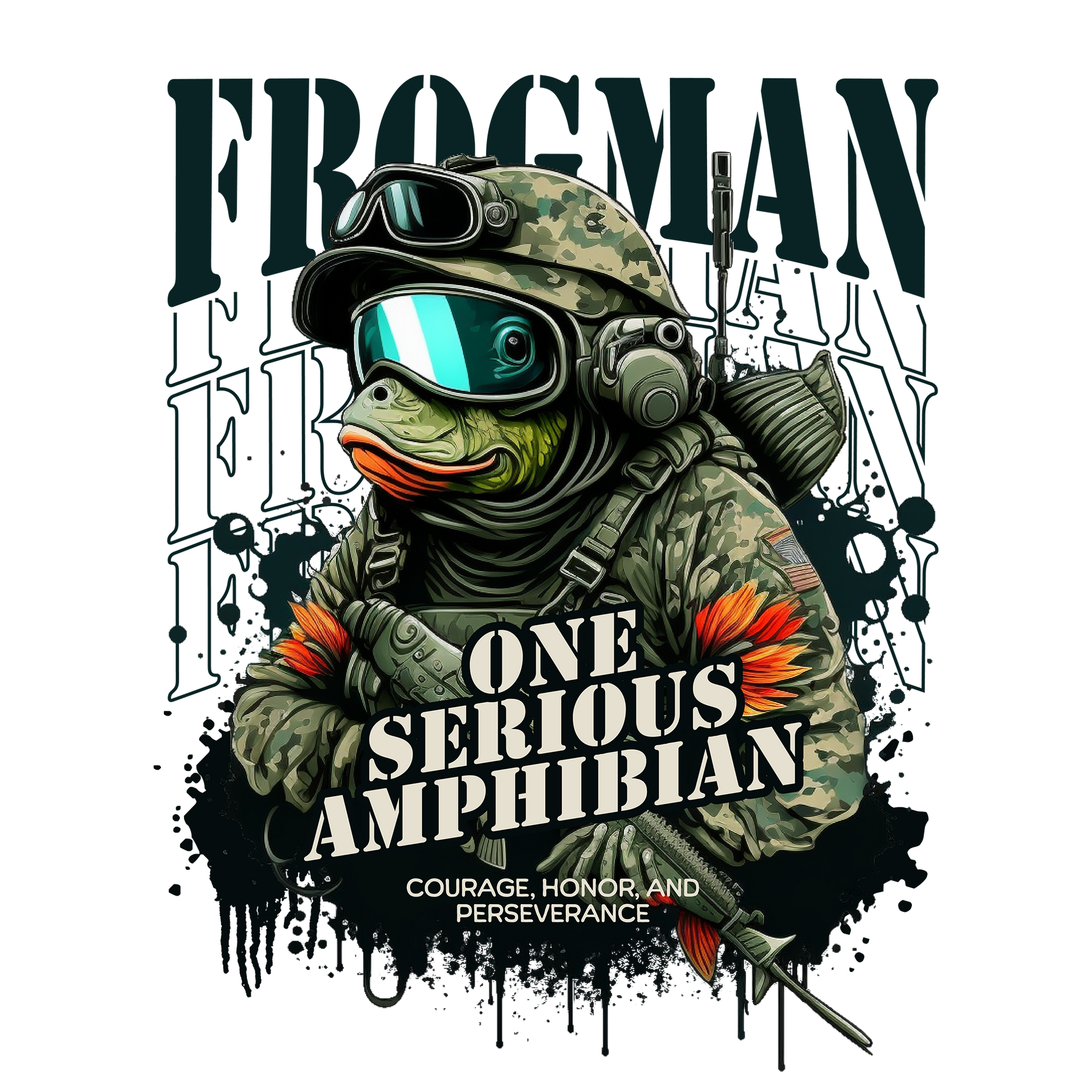 Serious Frogman DTF Design