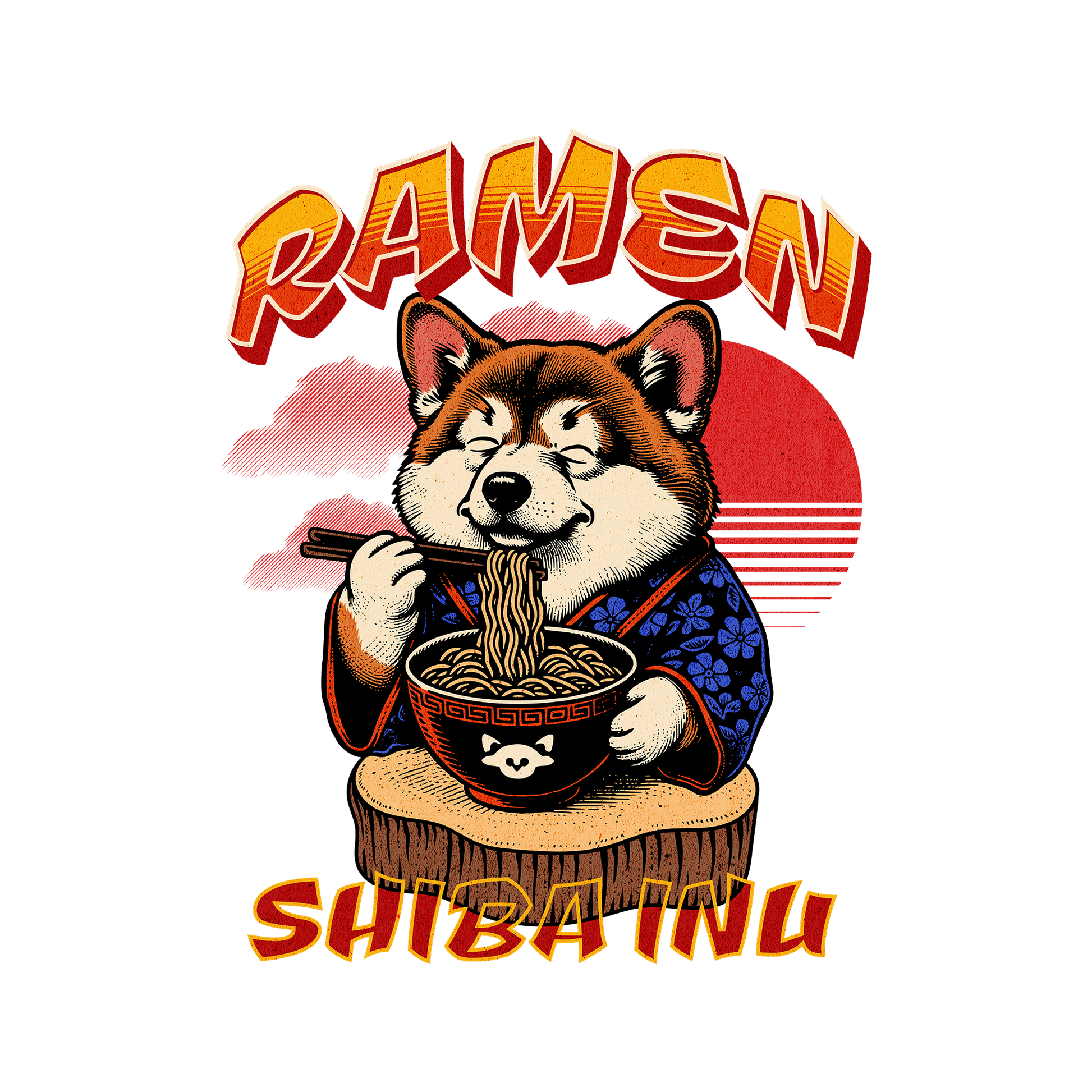 Shiba Inu Eating Ramen Noodles