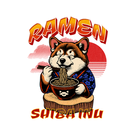 Shiba Inu Eating Ramen Noodles
