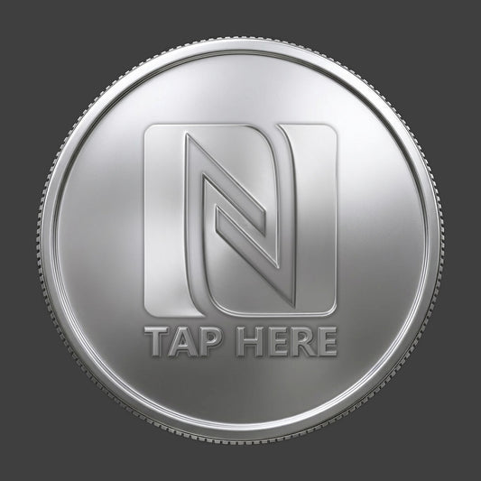 A silver reeded NFC coin 