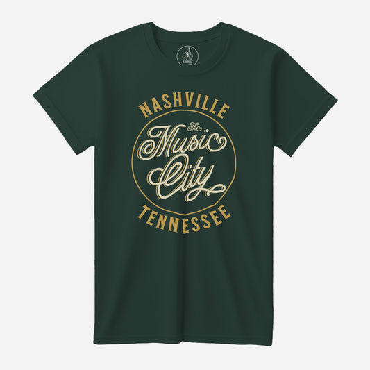 The Music City Dark Green Port & Company T-Shirt