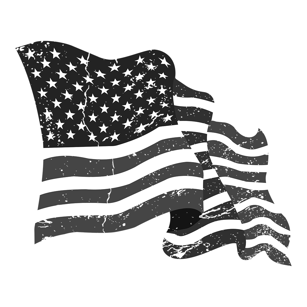 USA Black & White Waving Distressed Flag