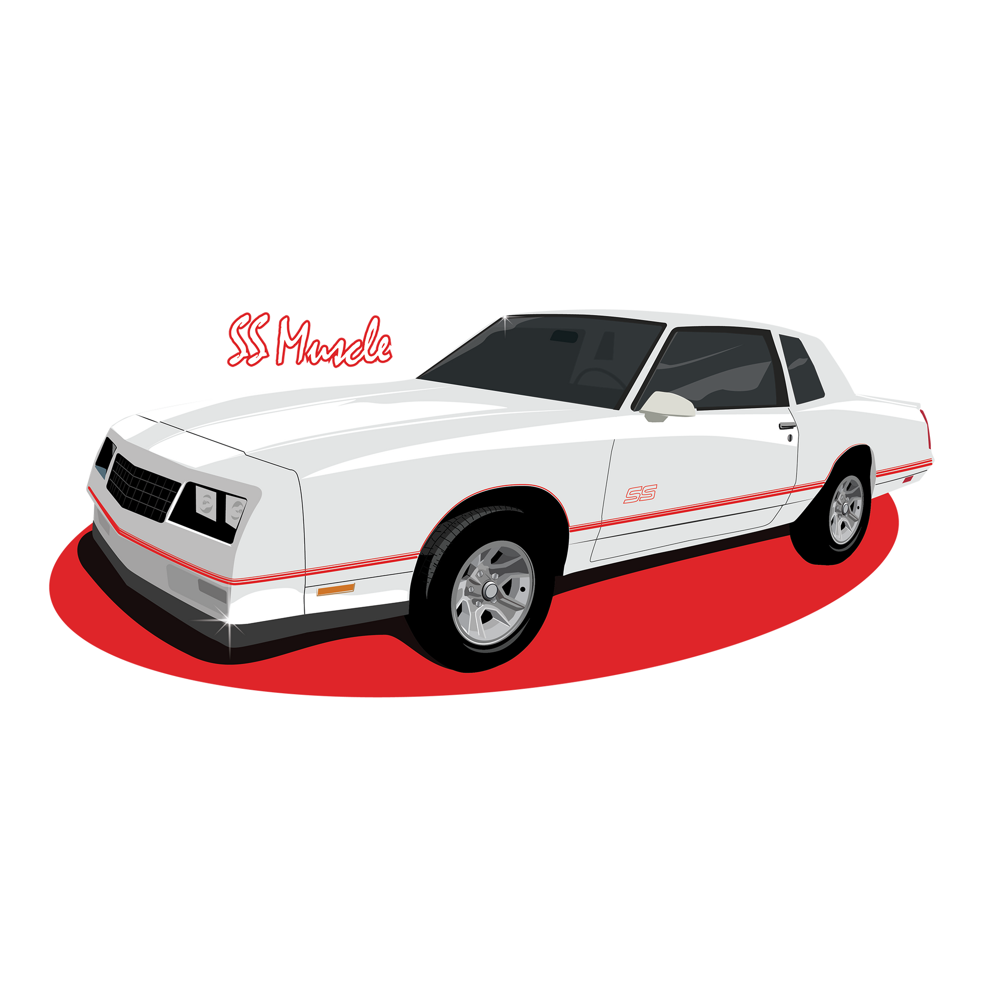 87 White Monte Carlo SS DTF Design