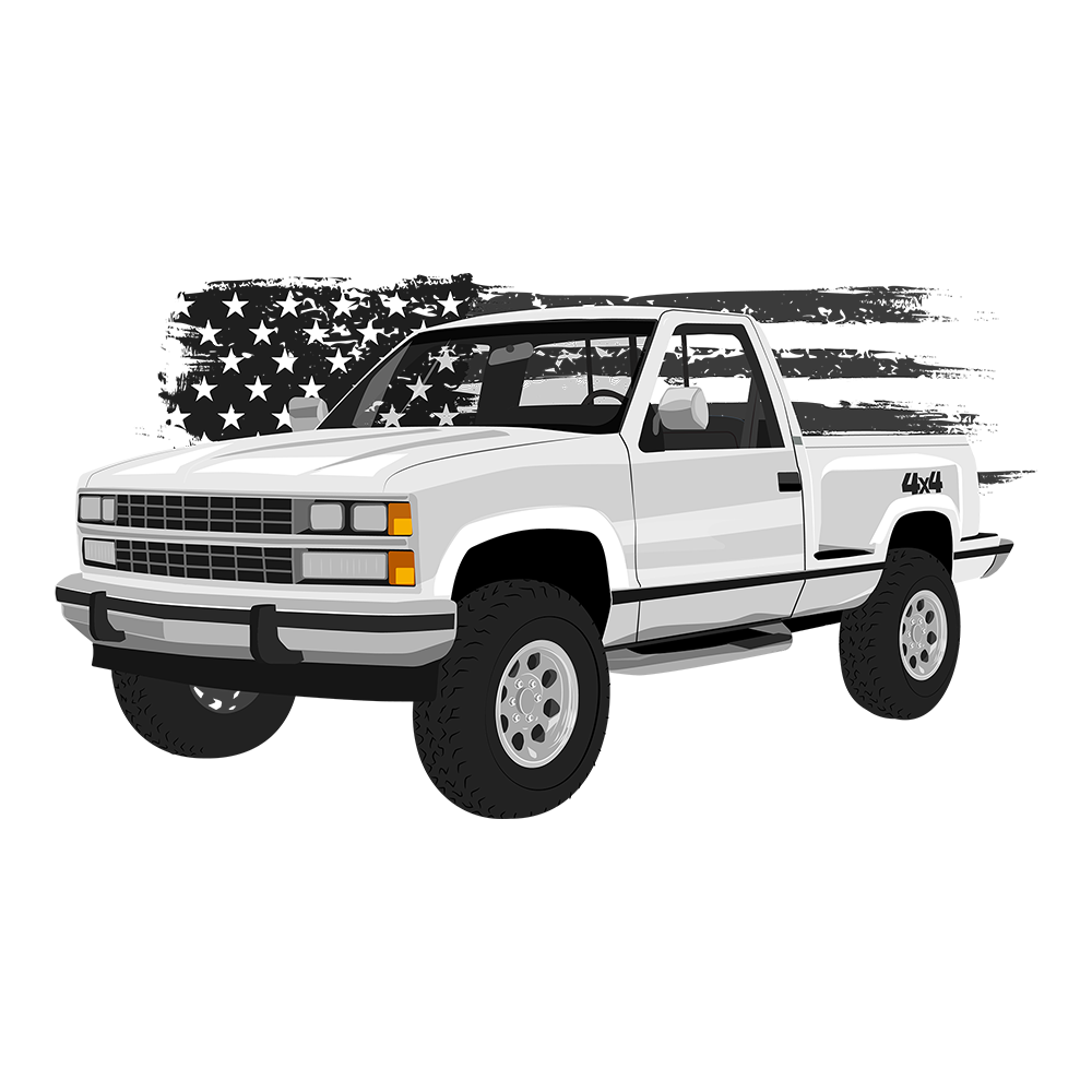 88 White Chevy 4x4 Pickup Patriot DTF Tee