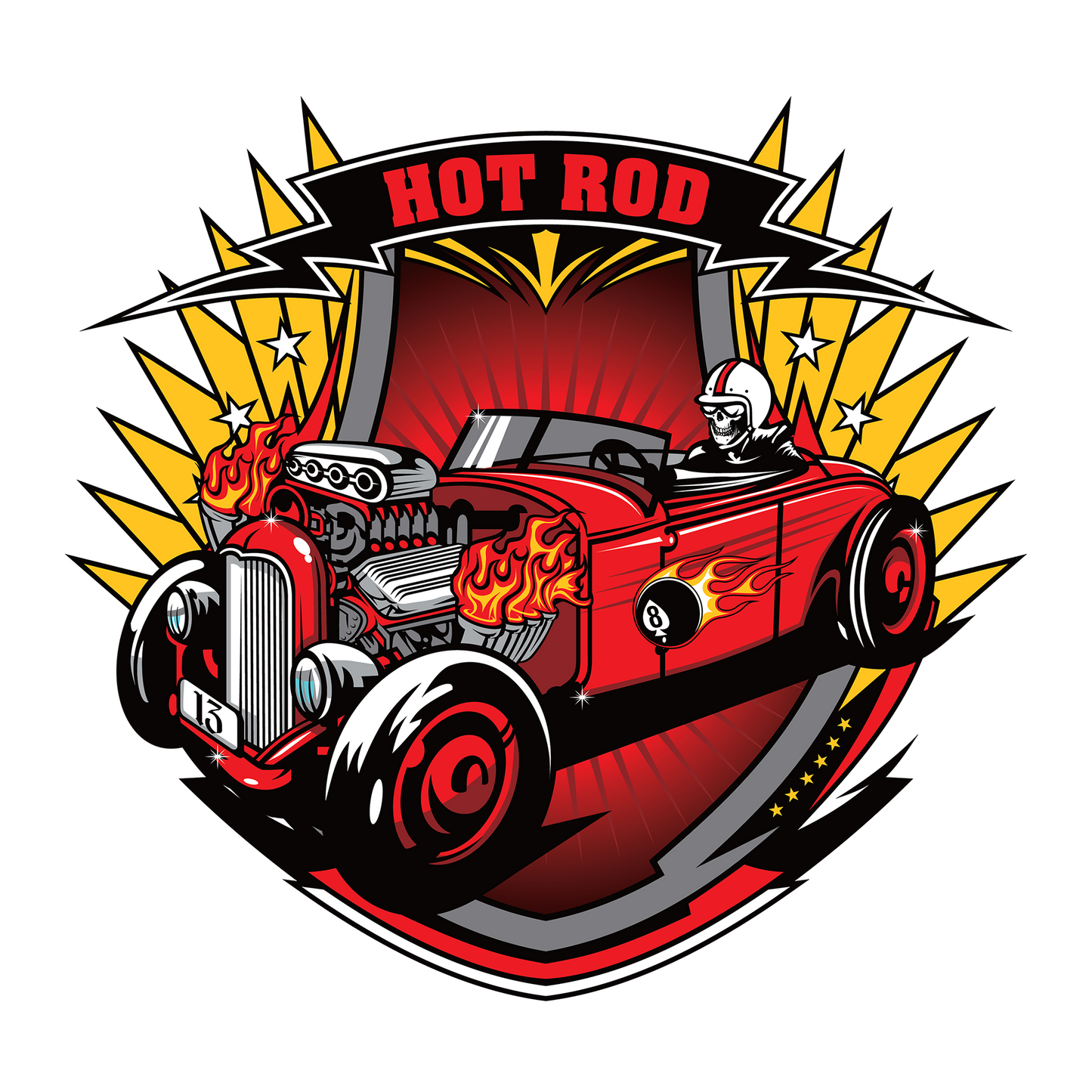 8 Ball Hot Rod DTF Design