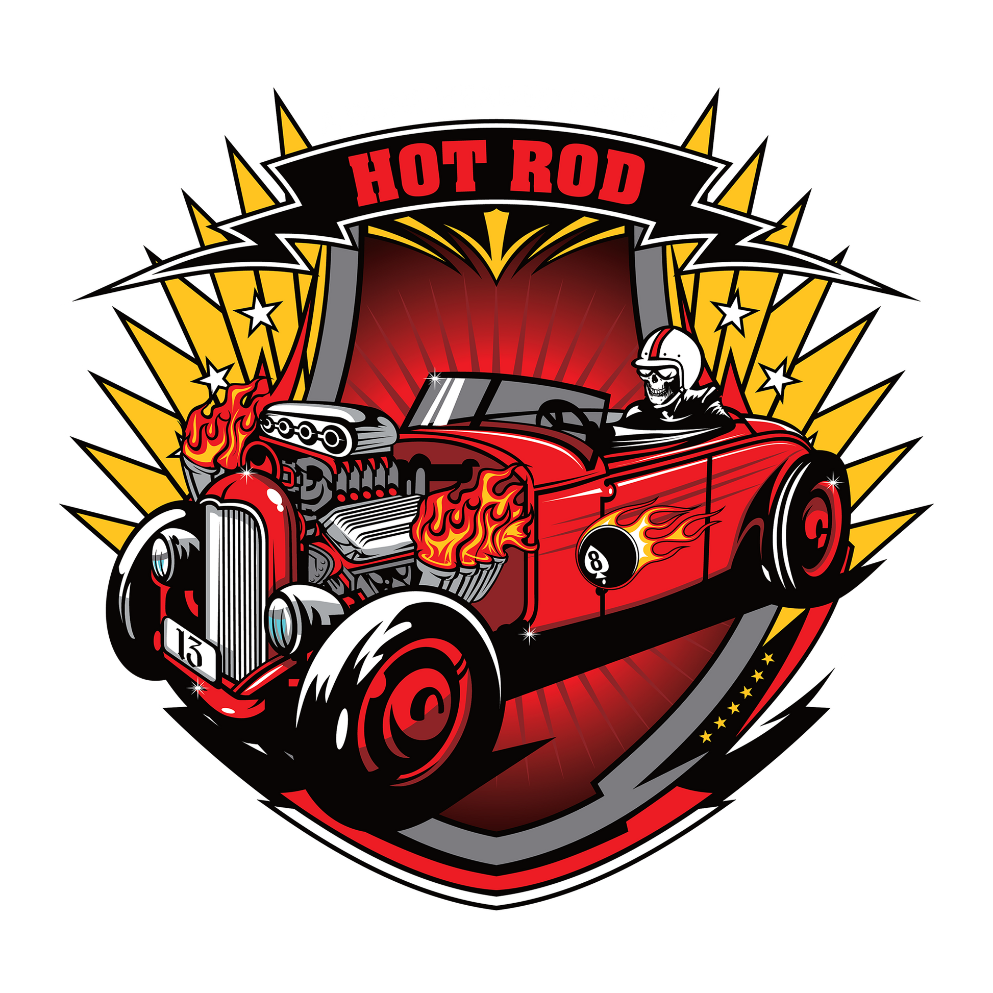 8 Ball Hot Rod DTF Design